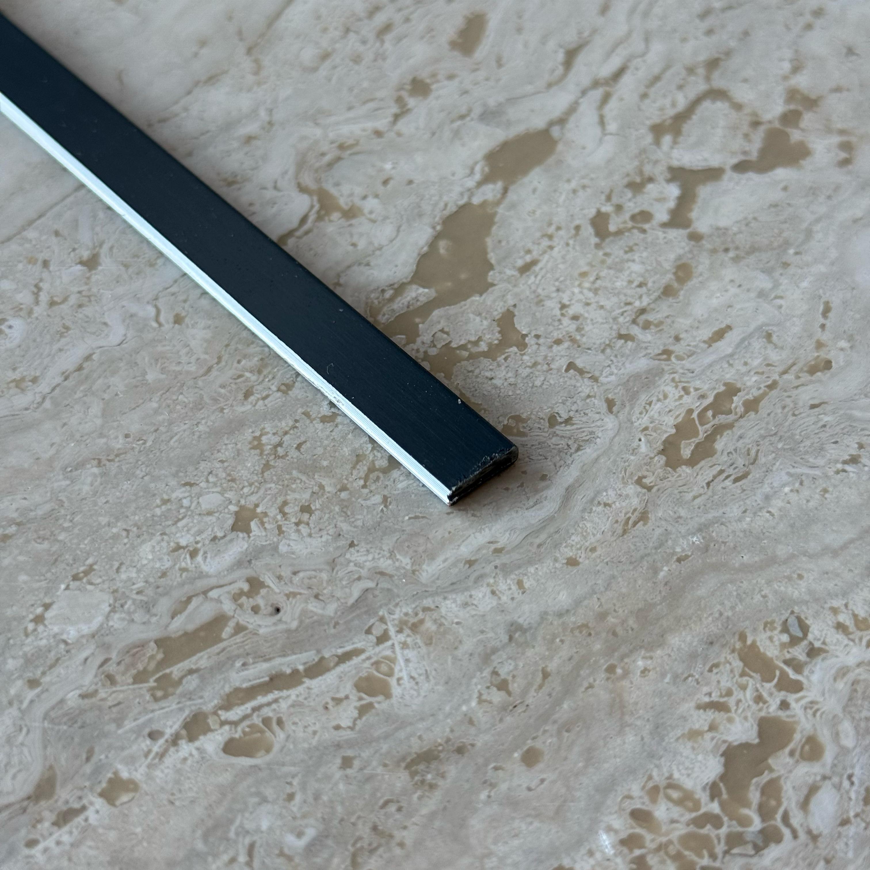 Black stainless steel U-shape profile wall panel, 0.8mm thickness, 1cm wide, by BEACON for modern interior or exterior wall designs.