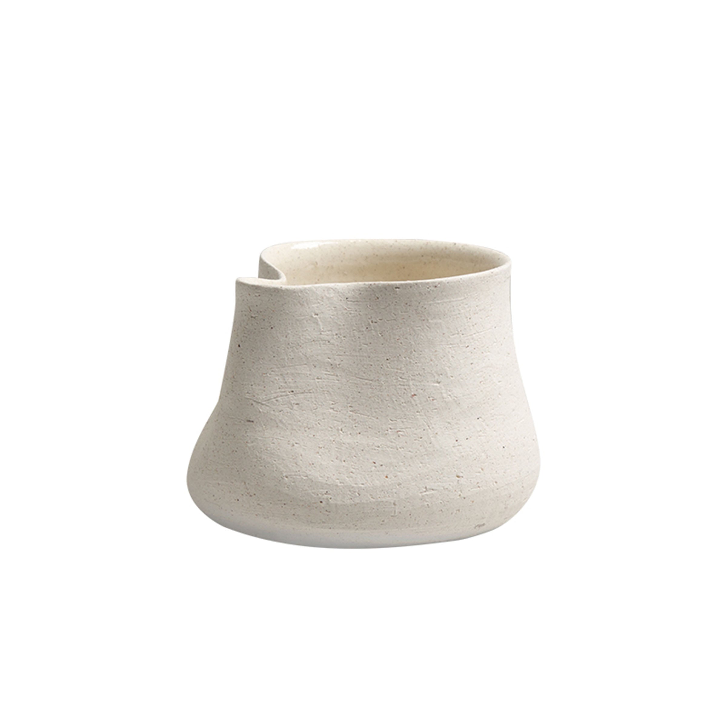 Sandface Pottery Bottle White-C FF-D23086C -  Vases | زجاجة فخارية ذات وجه رملي باللون الأبيض-C - ebarza Furniture UAE | Shop Modern Furniture in Abu Dhabi & Dubai - مفروشات ايبازرا في الامارات | تسوق اثاث عصري وديكورات مميزة في دبي وابوظبي