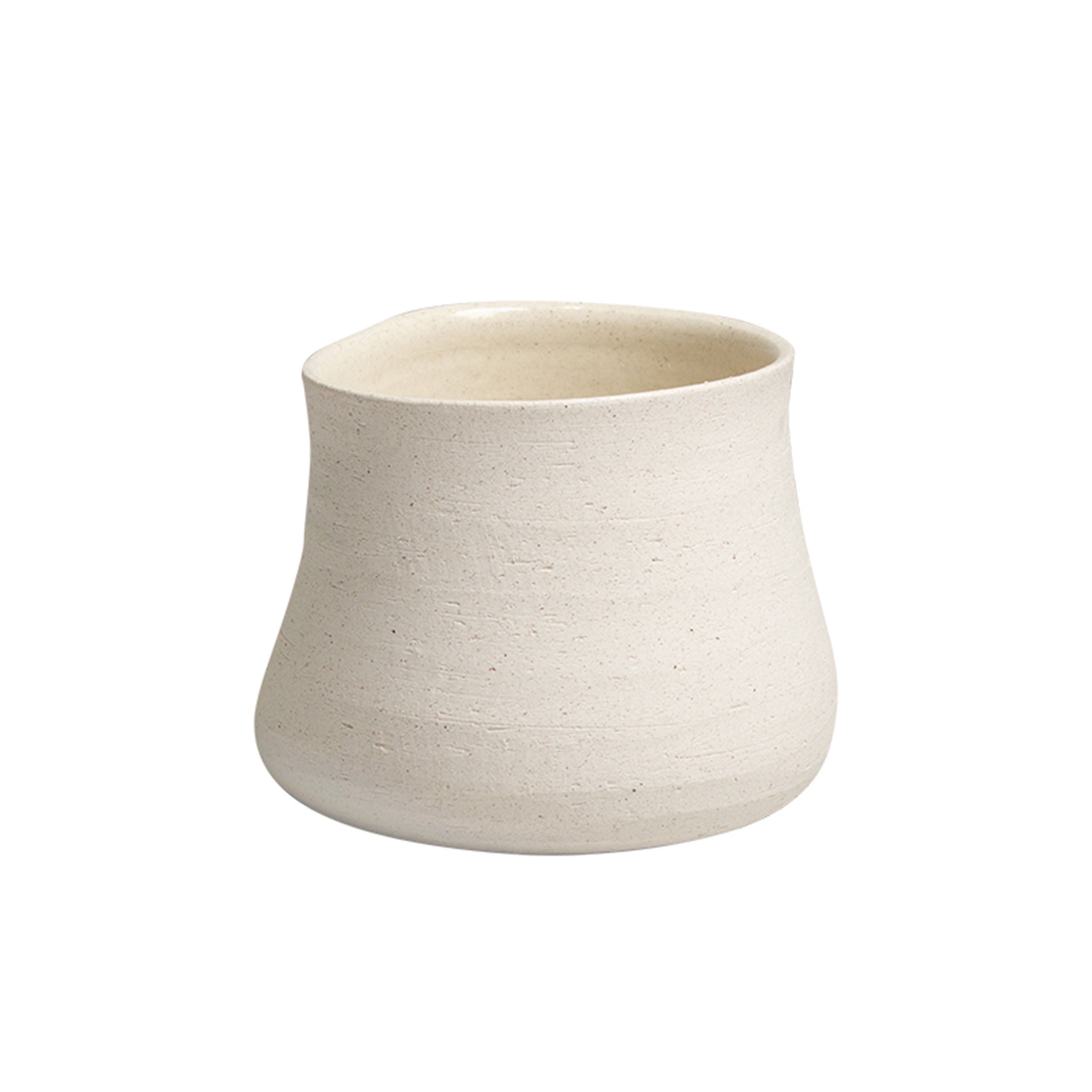 Sandface Pottery Bottle White-B FF-D23086B -  Vases | زجاجة فخارية ذات وجه رملي باللون الأبيض - ebarza Furniture UAE | Shop Modern Furniture in Abu Dhabi & Dubai - مفروشات ايبازرا في الامارات | تسوق اثاث عصري وديكورات مميزة في دبي وابوظبي