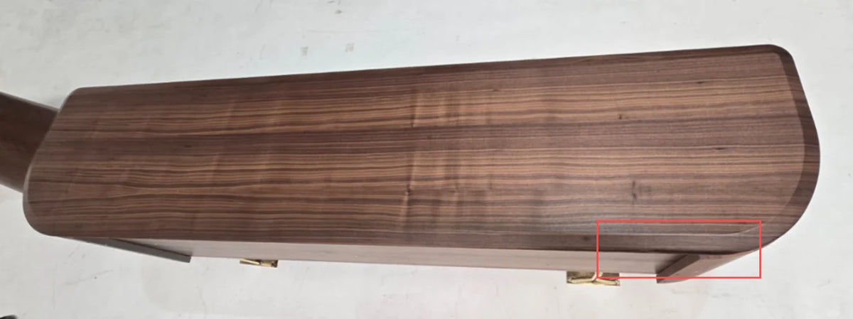 Display item of Zen sideboard with veneer top by HOMAGE KOLTUK, showcasing its modern design and sleek wood finish.