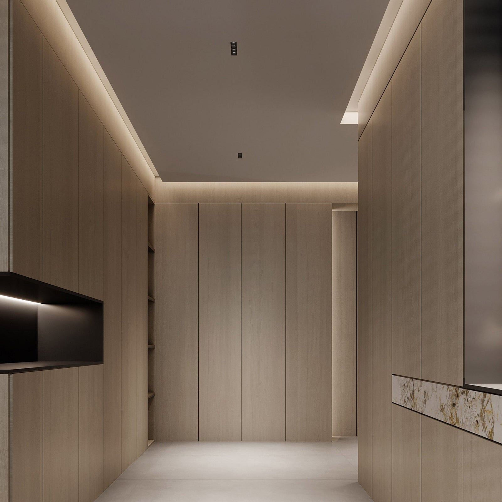 North American Oak WPC wall panel with beige stitching and 20mm edge banding, 320x122cm decorative wall panel by BEACON