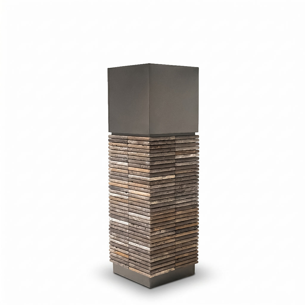 Tall ebarza Marl pedestal square planter box with modern design, suitable for indoor or outdoor plant display.