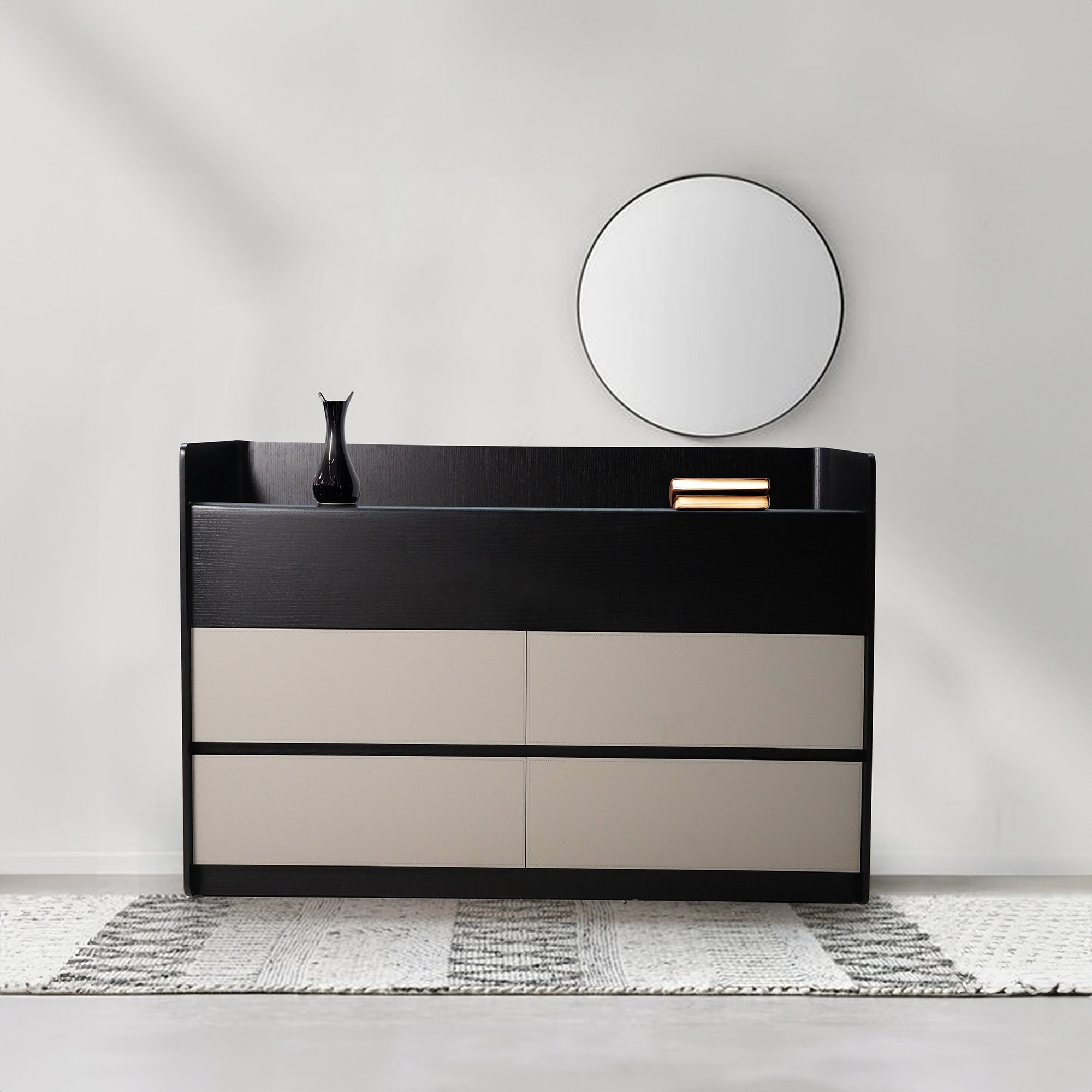 MDF Saddle Leather Black and Grey Sideboard MLL-CUS24