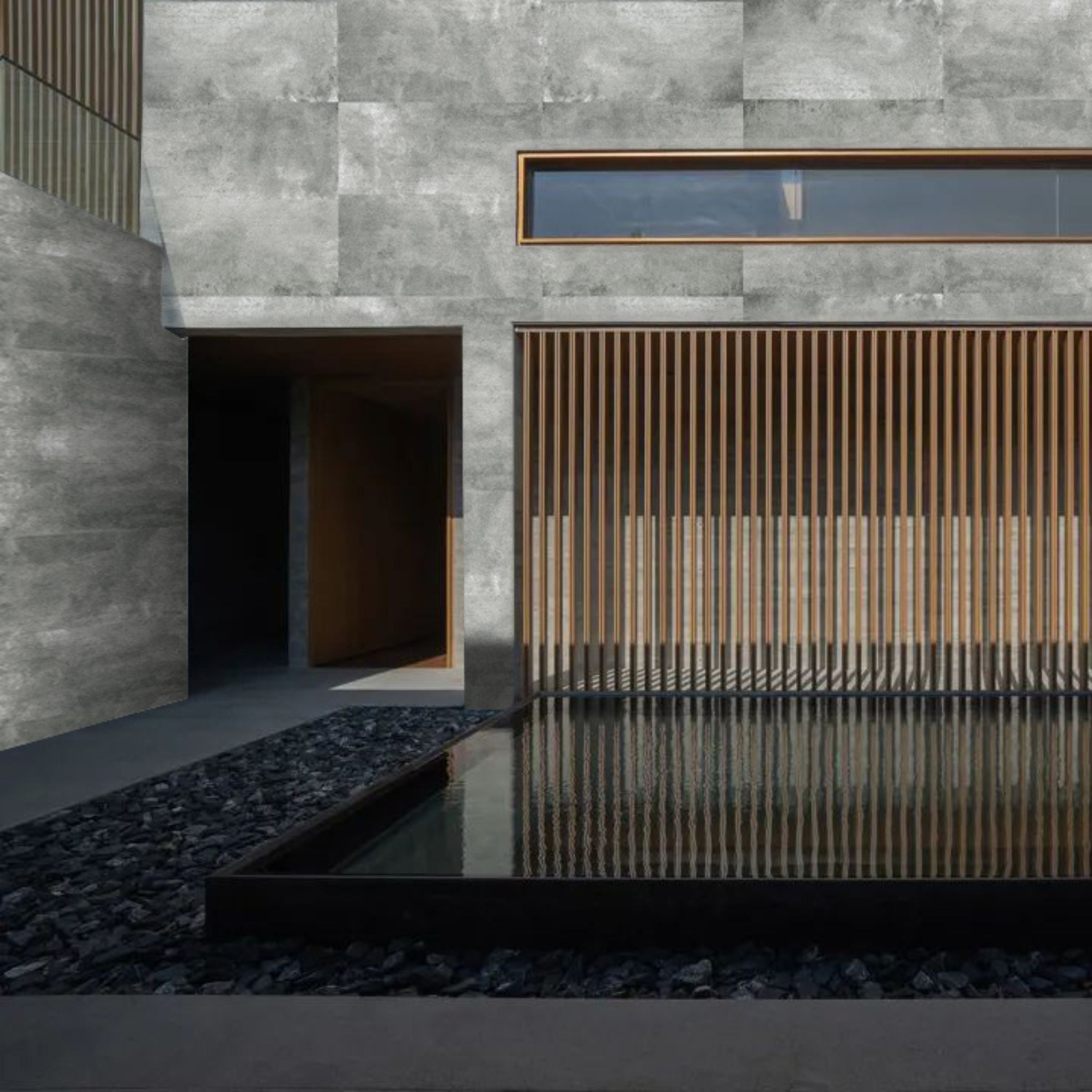 Dark grey Flex Stone Cladding wall panel by BEACON, 120x60cm cement finish with textured stone appearance.