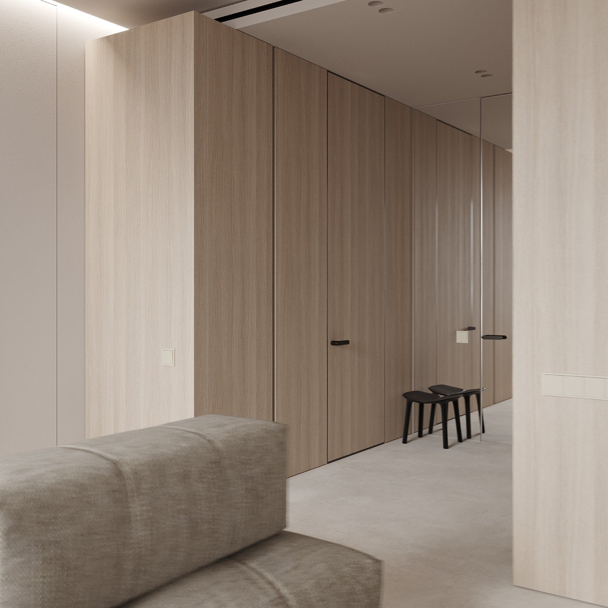 WPC wall panel sample in Baikal Walnut color, 350x24cm, 4-sided wrapped, from BEACON’s multipurpose wall panel collection.