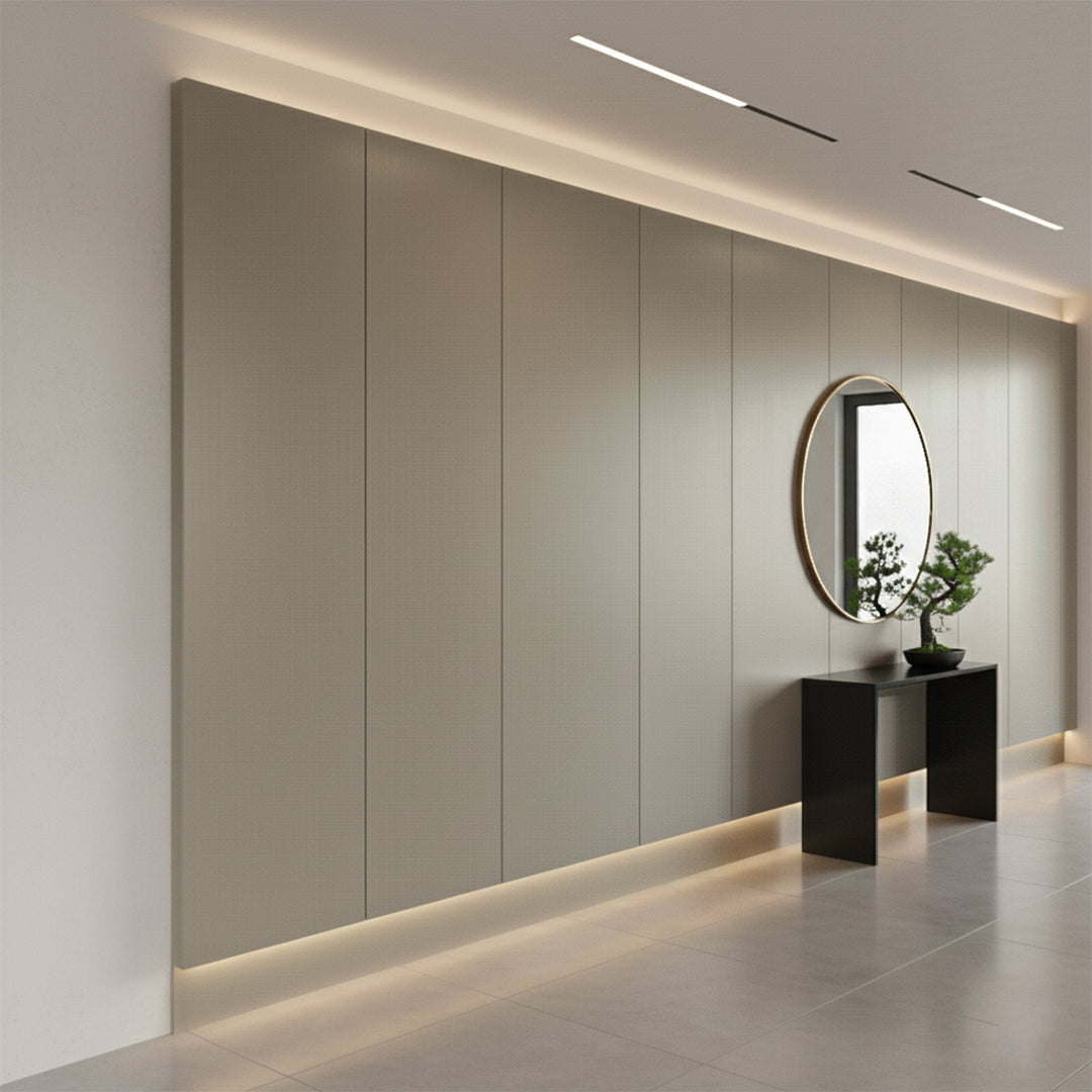 122*320cm WPC DECORATION WALL PANEL BB STICHING+FILM FOLDING  COLOUR : Brass Brushed Metal BP-104K -  Wall Panels - ebarza Furniture UAE | Shop Modern Furniture in Abu Dhabi & Dubai - مفروشات ايبازرا في الامارات | تسوق اثاث عصري وديكورات مميزة في دبي وابوظبي