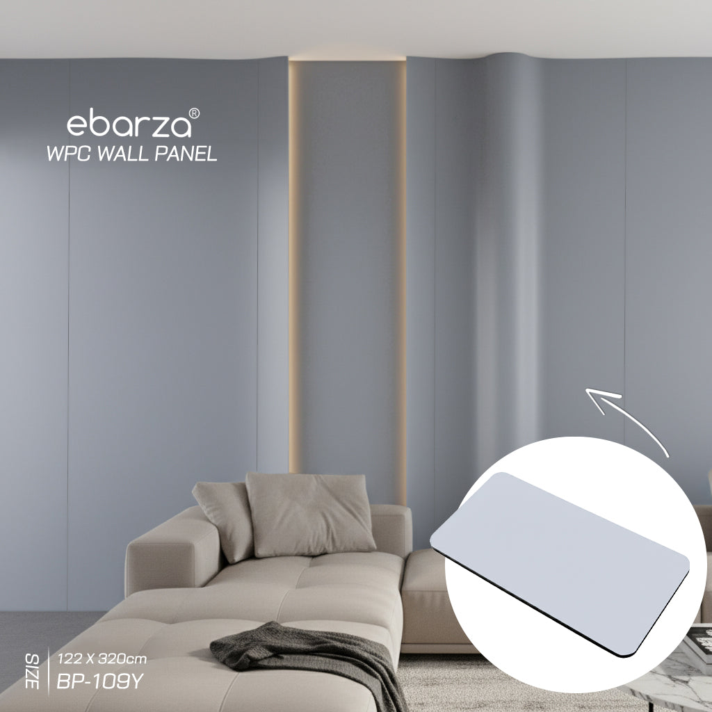 122*320cm 8MM WPC DECORATION WALL PANEL  BB STICHING+FILM FOLDING  COLOUR :Morandi Grey BP-109Y