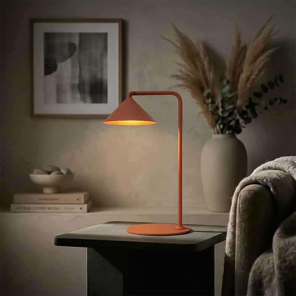 BEACON Talon Table Lamp in orange, modern desk lamp with sleek design, ideal for home or office lighting.