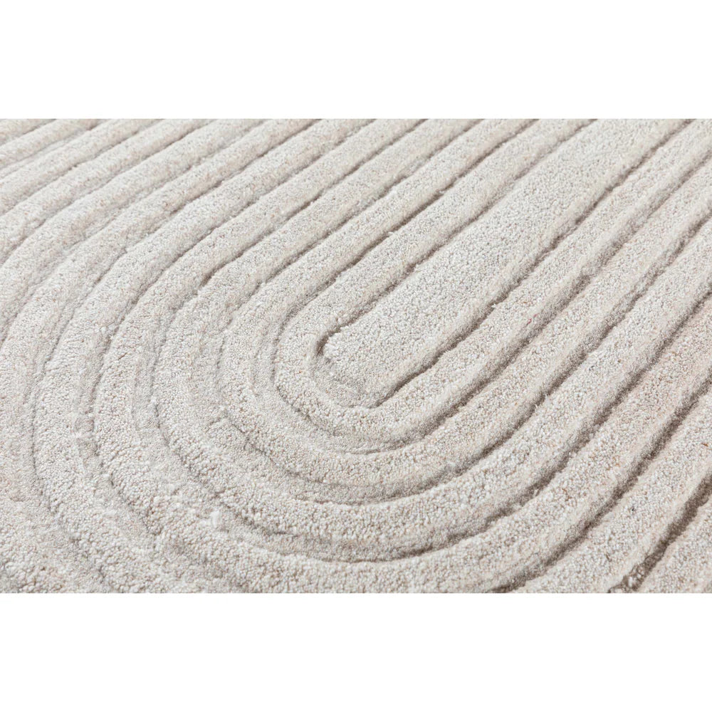 Beige wool rug measuring 60x90 cm from Javi JH-22749, featuring soft wool texture and simple design.
