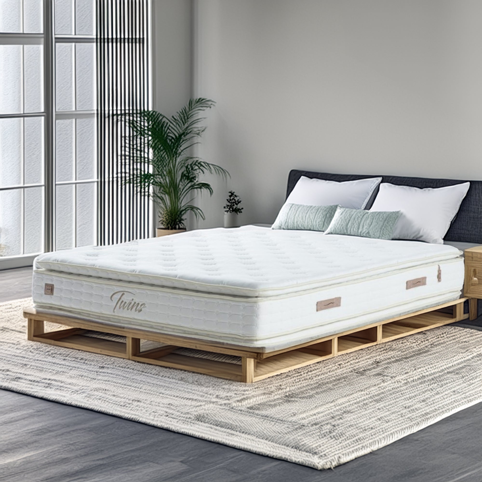 180x200 cm INDIVANI Twins King Size Mattress showing plush surface and thickness, designed for comfortable sleep.