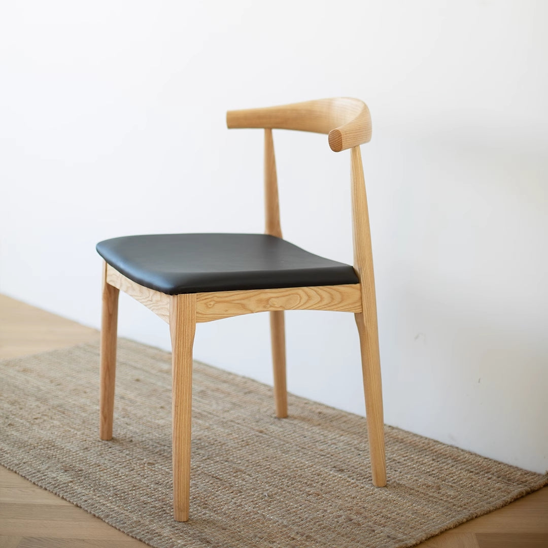Dining Chair Solid Ash Wood And Genuine Leather Ws-021-N -  Chairs | كرسي طعام خشب رمادي صلب وجلد أصلي - ebarza Furniture UAE | Shop Modern Furniture in Abu Dhabi & Dubai - مفروشات ايبازرا في الامارات | تسوق اثاث عصري وديكورات مميزة في دبي وابوظبي
