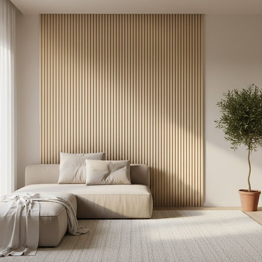 20*320cm WPC SLAT - "MODLE: 200-SGS(3*3)  COLOUR : Brown Oak BP- 106Y -  Wall Panels - ebarza Furniture UAE | Shop Modern Furniture in Abu Dhabi & Dubai - مفروشات ايبازرا في الامارات | تسوق اثاث عصري وديكورات مميزة في دبي وابوظبي