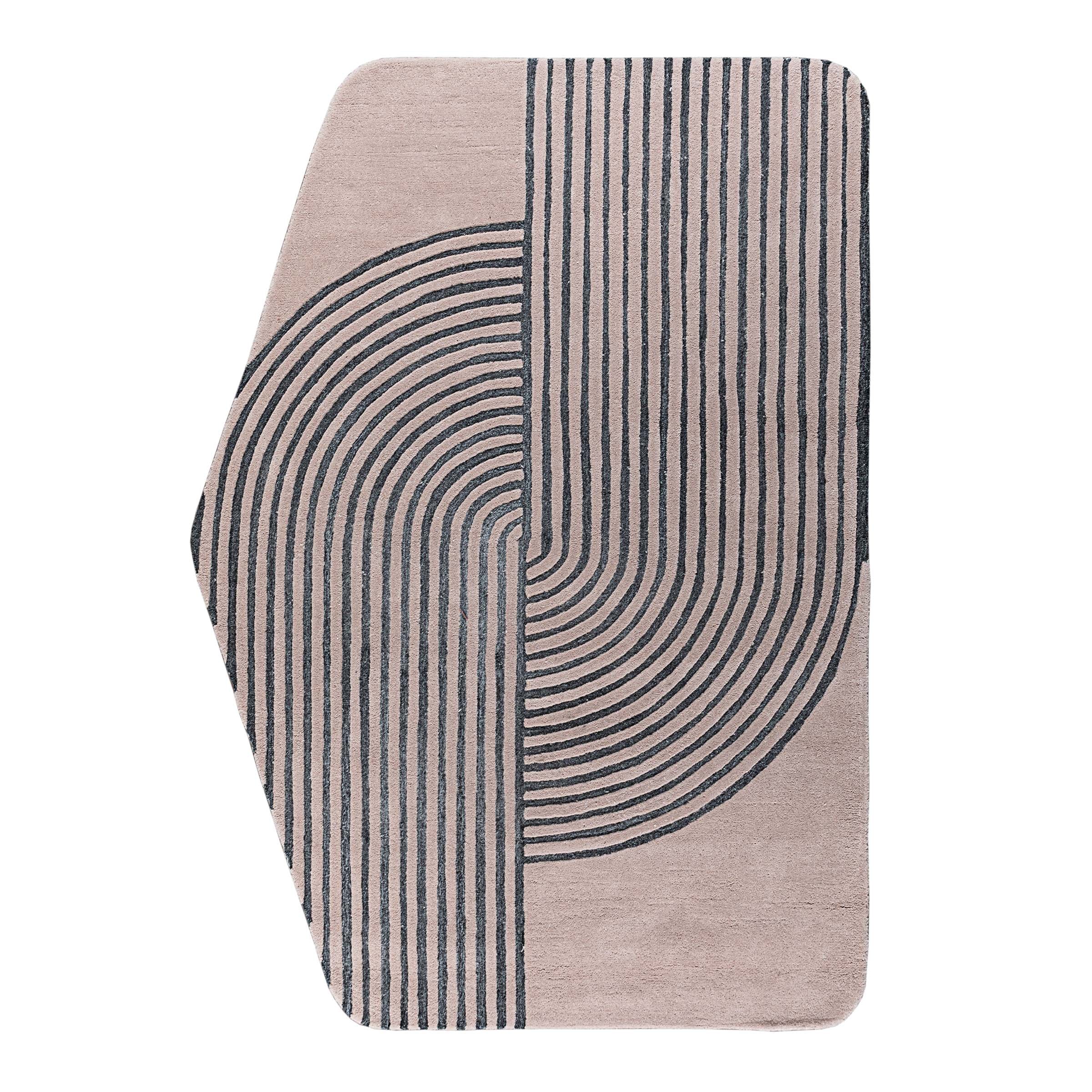 Beige and brown wool rug measuring 230x160 cm by Javi, featuring a soft textured surface and intricate pattern design.