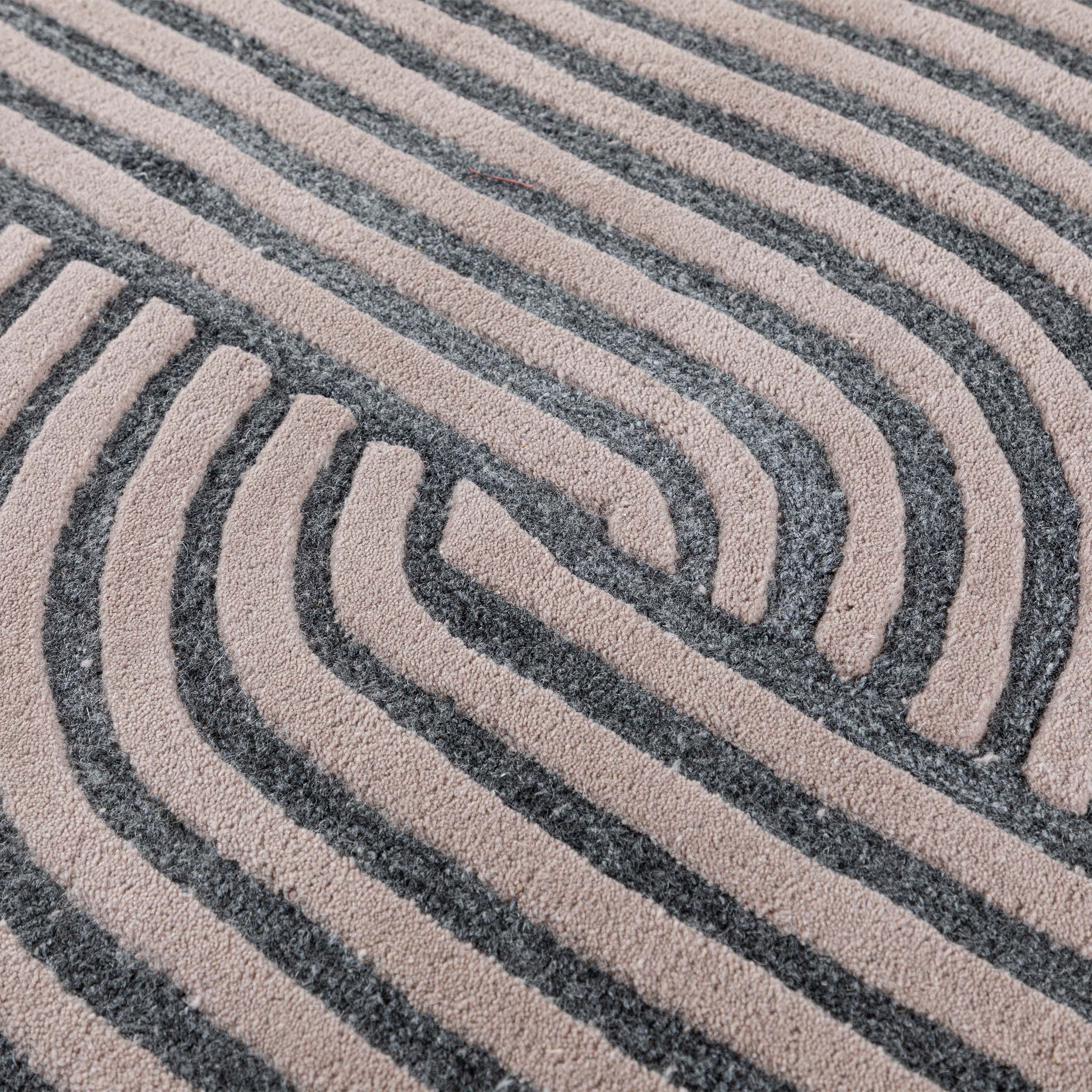 Beige and brown wool rug measuring 230x160 cm by Javi, with a soft textured surface and intricate pattern.