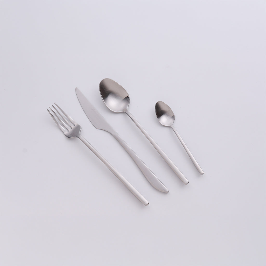 Set of 24 BEACON Viva Cutlery Set 9002 includes knives, forks, and spoons displayed on a table.