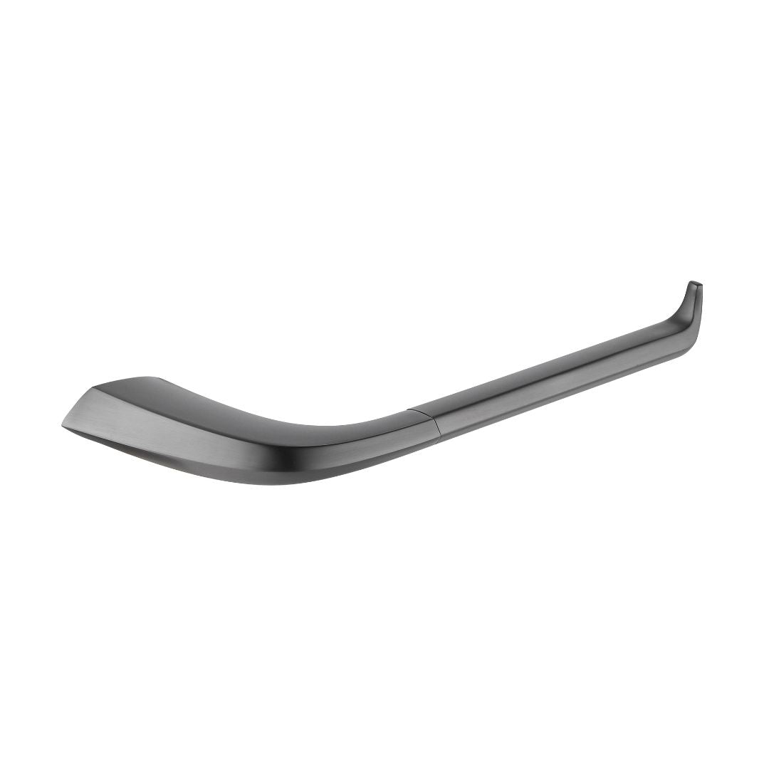 Gun metal tissue holder and towel hanger hooks by BEACON, featuring sleek modern design with durable metal construction.