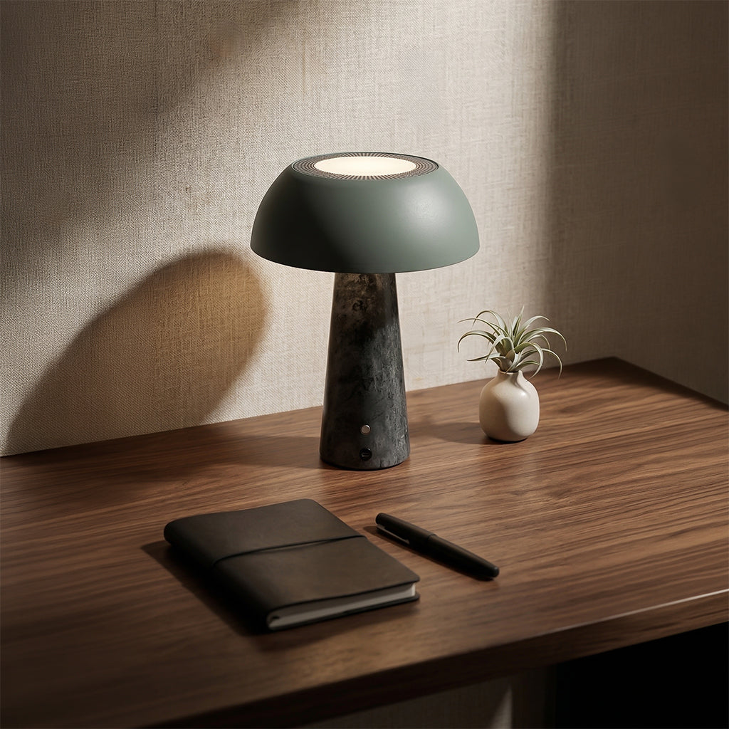 BEACON Solis table lamp with sleek design, white finish, and adjustable arm for desk or table lighting.