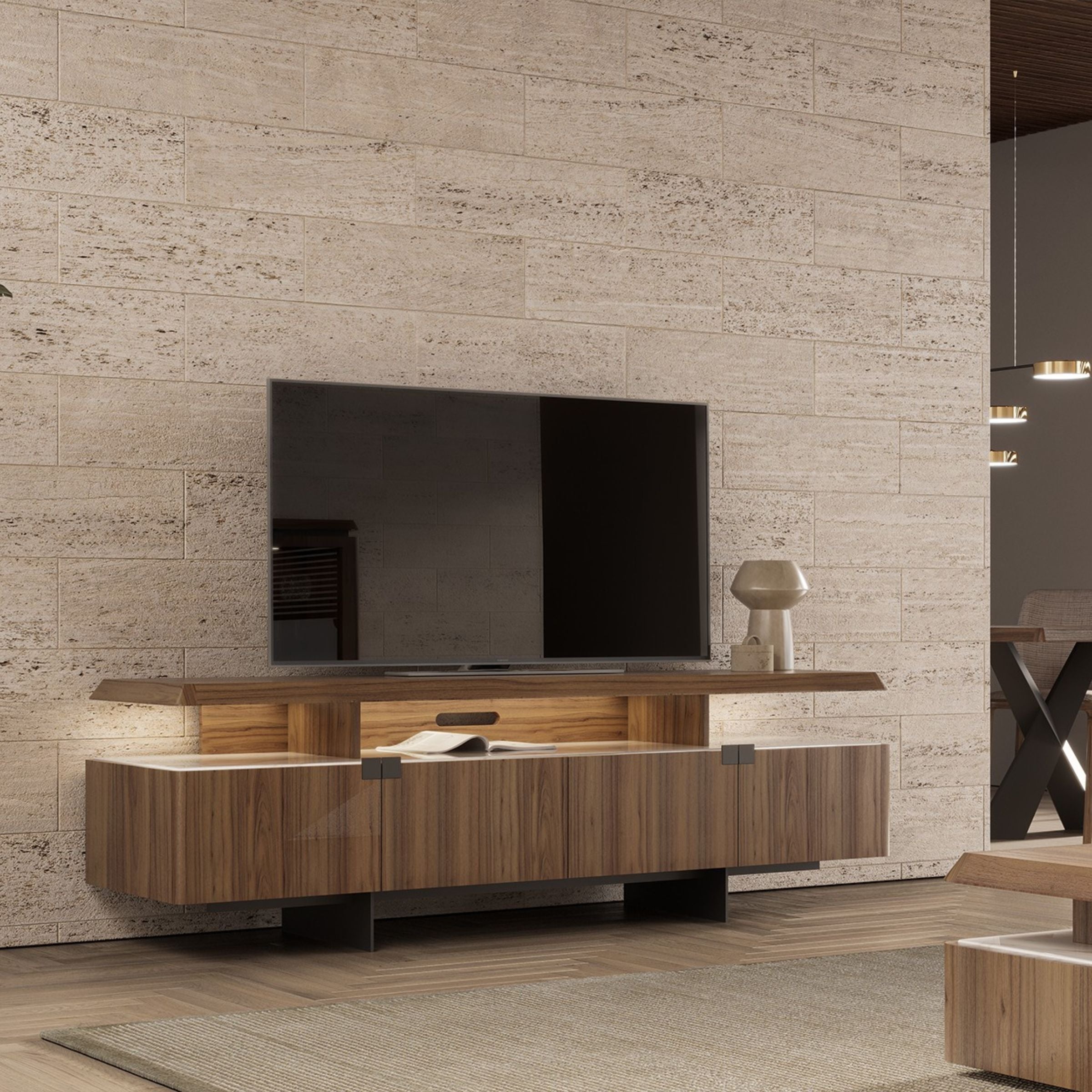Genova Tv Unit Genv-Tvu -  TV Units | طاولة تلفزيون جينوفا - ebarza Furniture UAE | Shop Modern Furniture in Abu Dhabi & Dubai - مفروشات ايبازرا في الامارات | تسوق اثاث عصري وديكورات مميزة في دبي وابوظبي