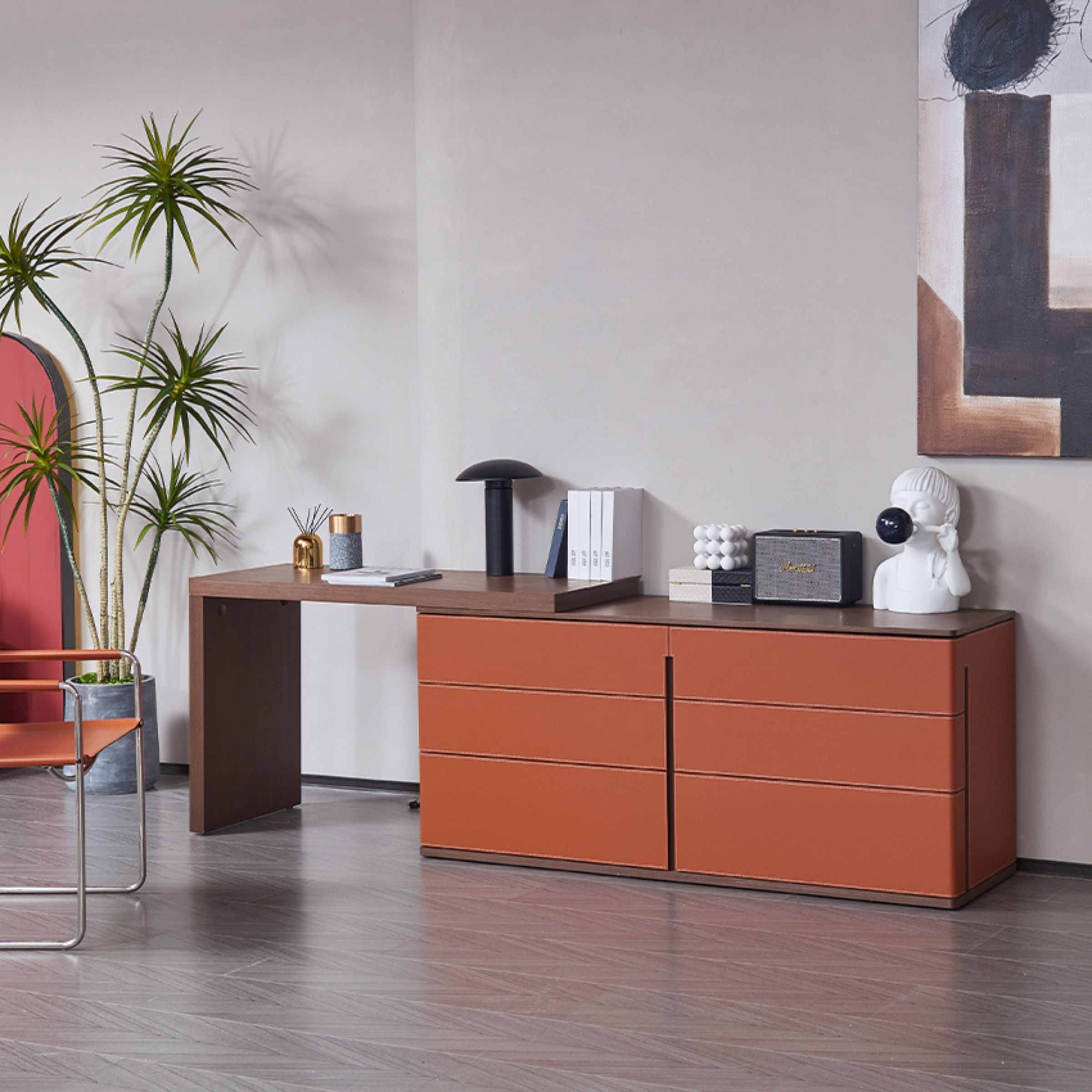 Mycroft Saddle Leather Desk / Cabinet MLL-T02-1 -  Storage/TV Unites | مايكروفت مكتب / خزانة جلد سرج - ebarza Furniture UAE | Shop Modern Furniture in Abu Dhabi & Dubai - مفروشات ايبازرا في الامارات | تسوق اثاث عصري وديكورات مميزة في دبي وابوظبي