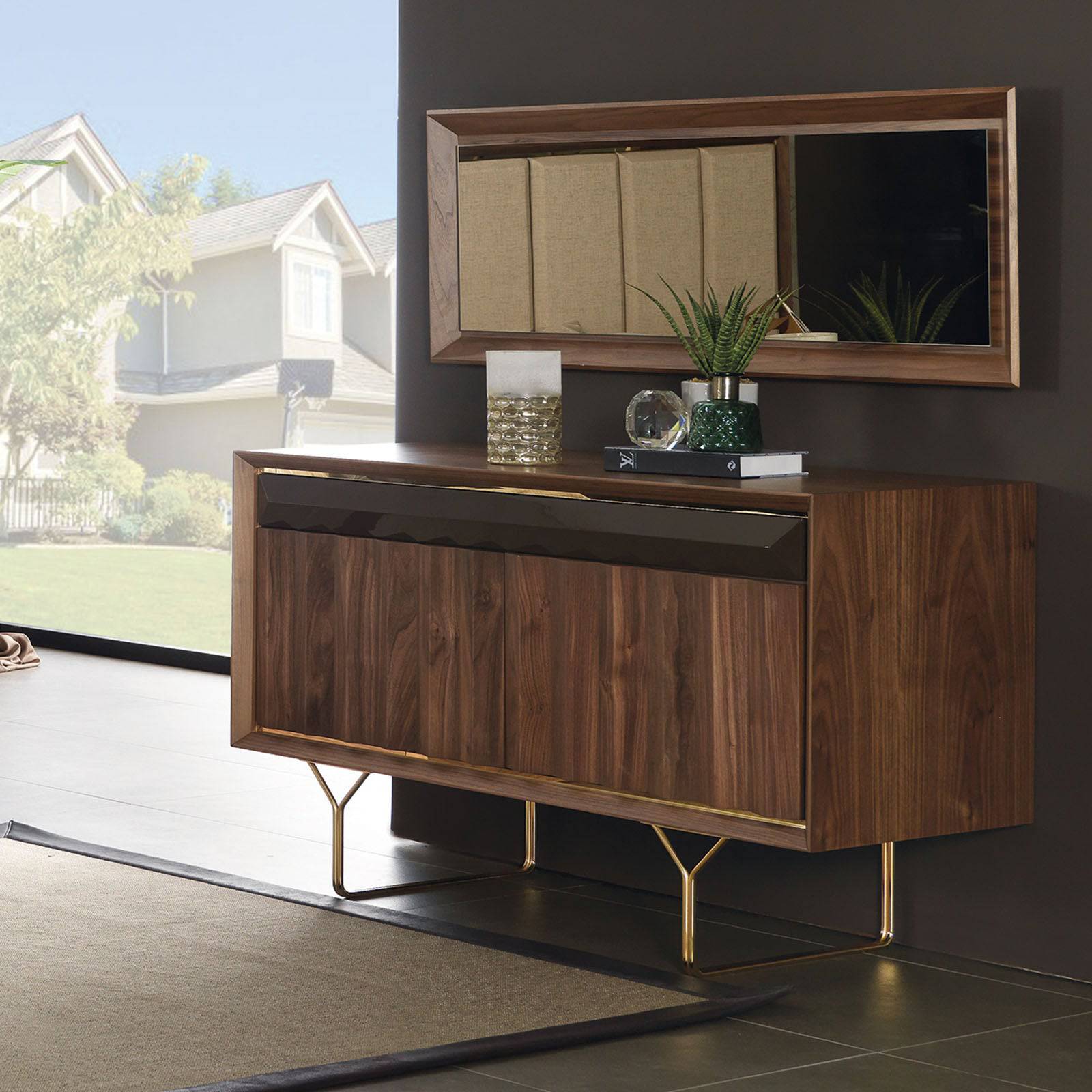 Set of two Ginda bedside tables by YOL LIVING, modern wooden nightstands with sleek design and storage drawers.