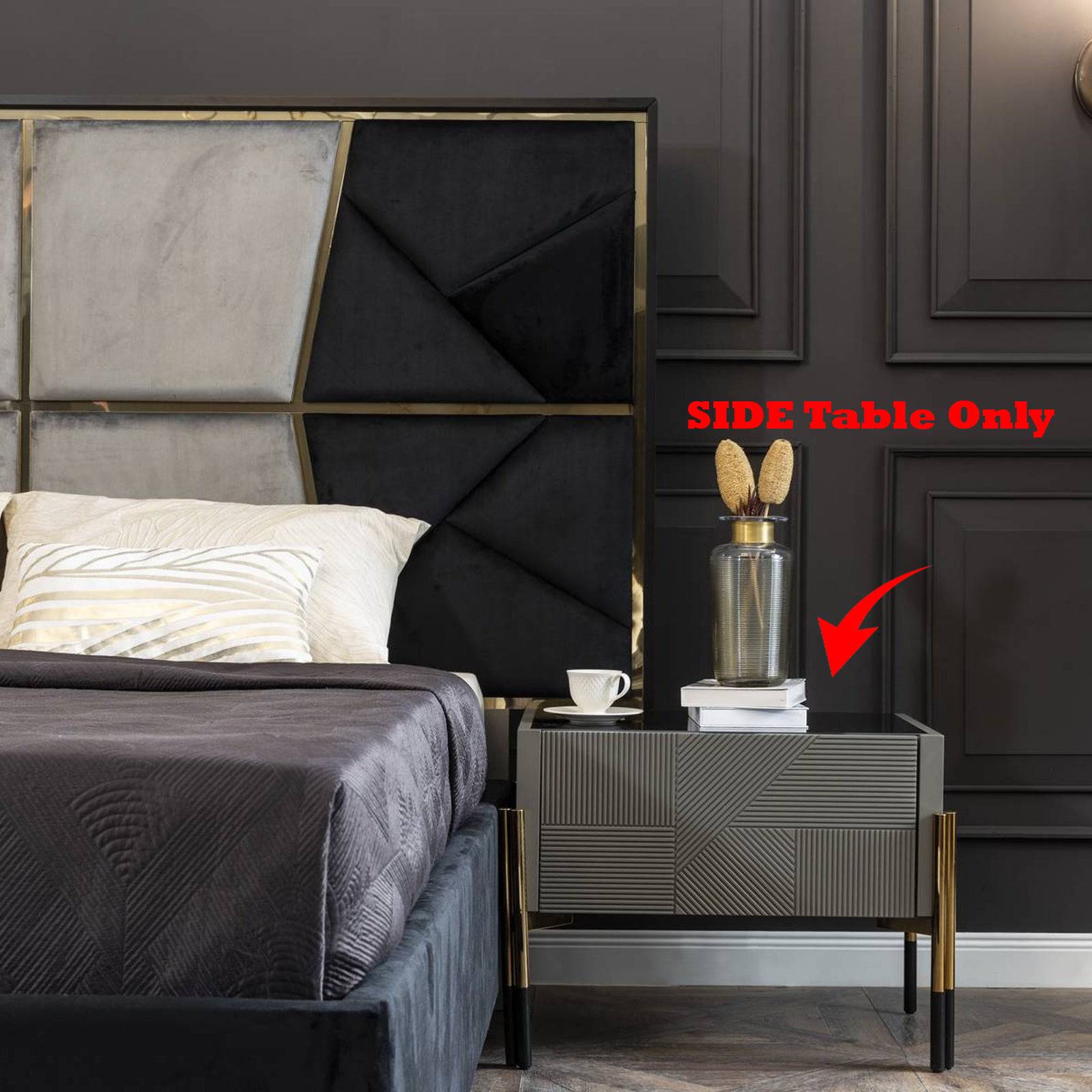 2X Grey Bedside Tables  Diva022-Table -  Bedside Tables | 2* طاولات غراي الرمادية بجانب السرير - ebarza Furniture UAE | Shop Modern Furniture in Abu Dhabi & Dubai - مفروشات ايبازرا في الامارات | تسوق اثاث عصري وديكورات مميزة في دبي وابوظبي