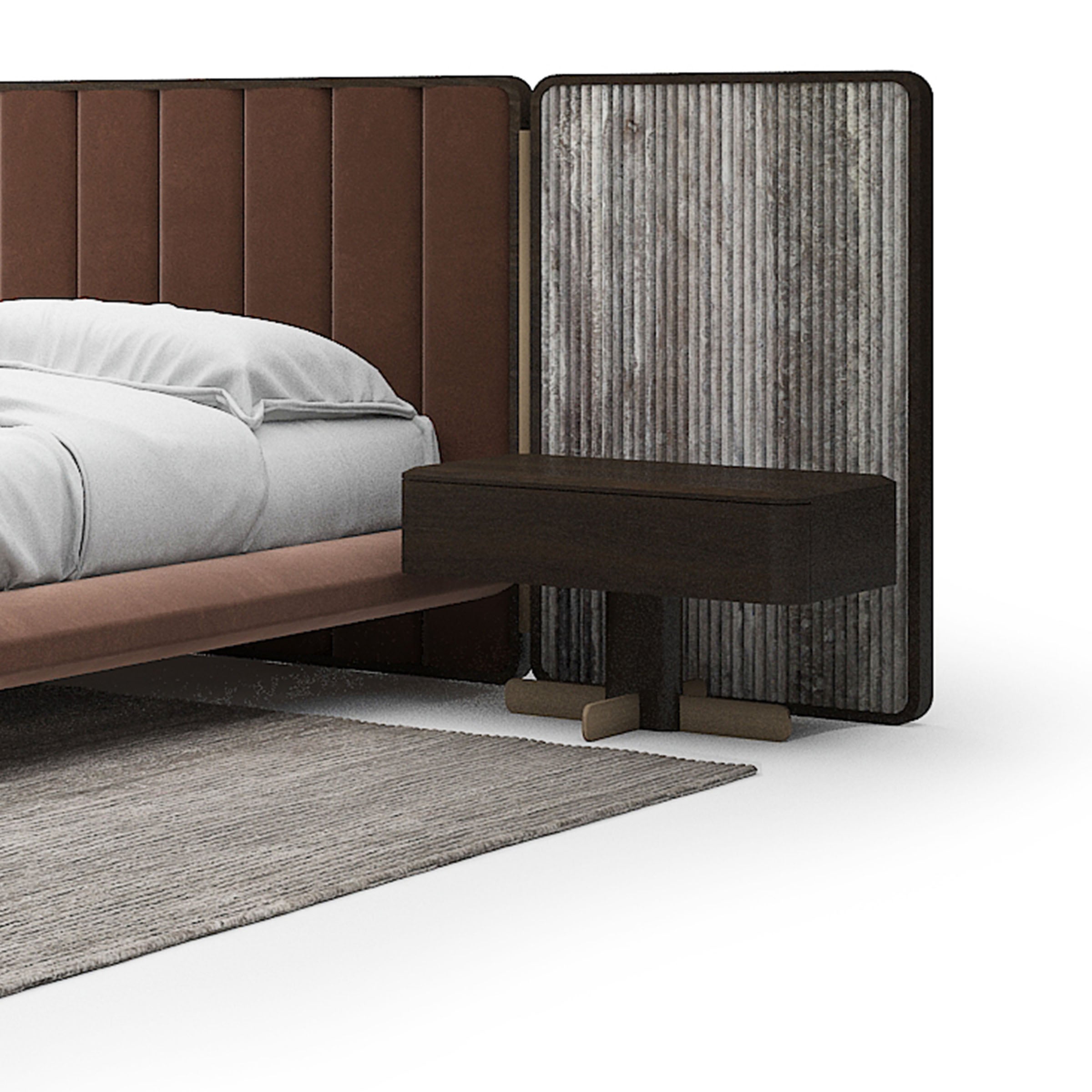 Pair of HOMAGE KOLTUK Odeon Nightstand bedside tables, modern wooden bed side tables with storage drawers.