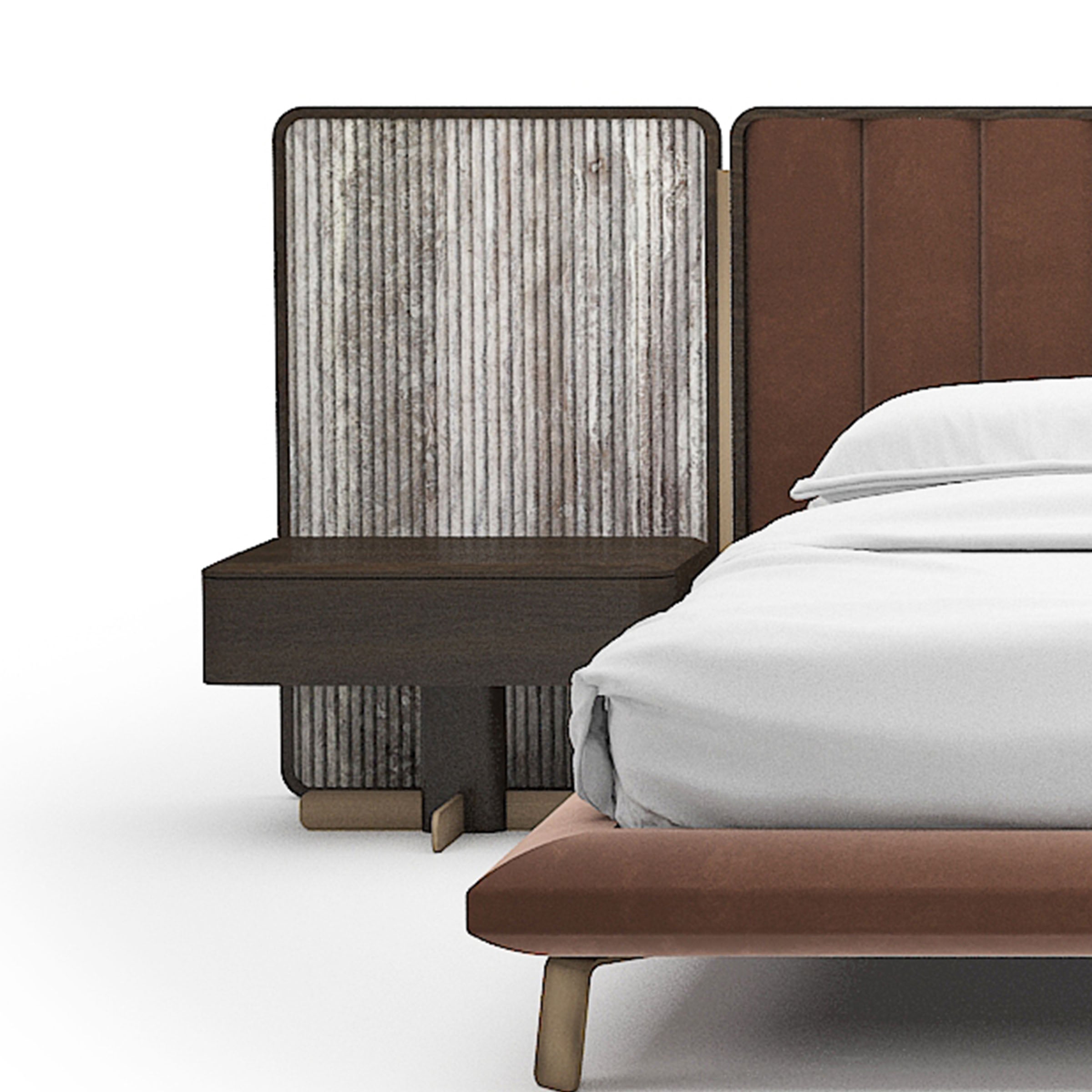 Two HOMAGE KOLTUK Odeon Nightstand OD-NS-001 bed side tables with sleek wooden finish and modern design.