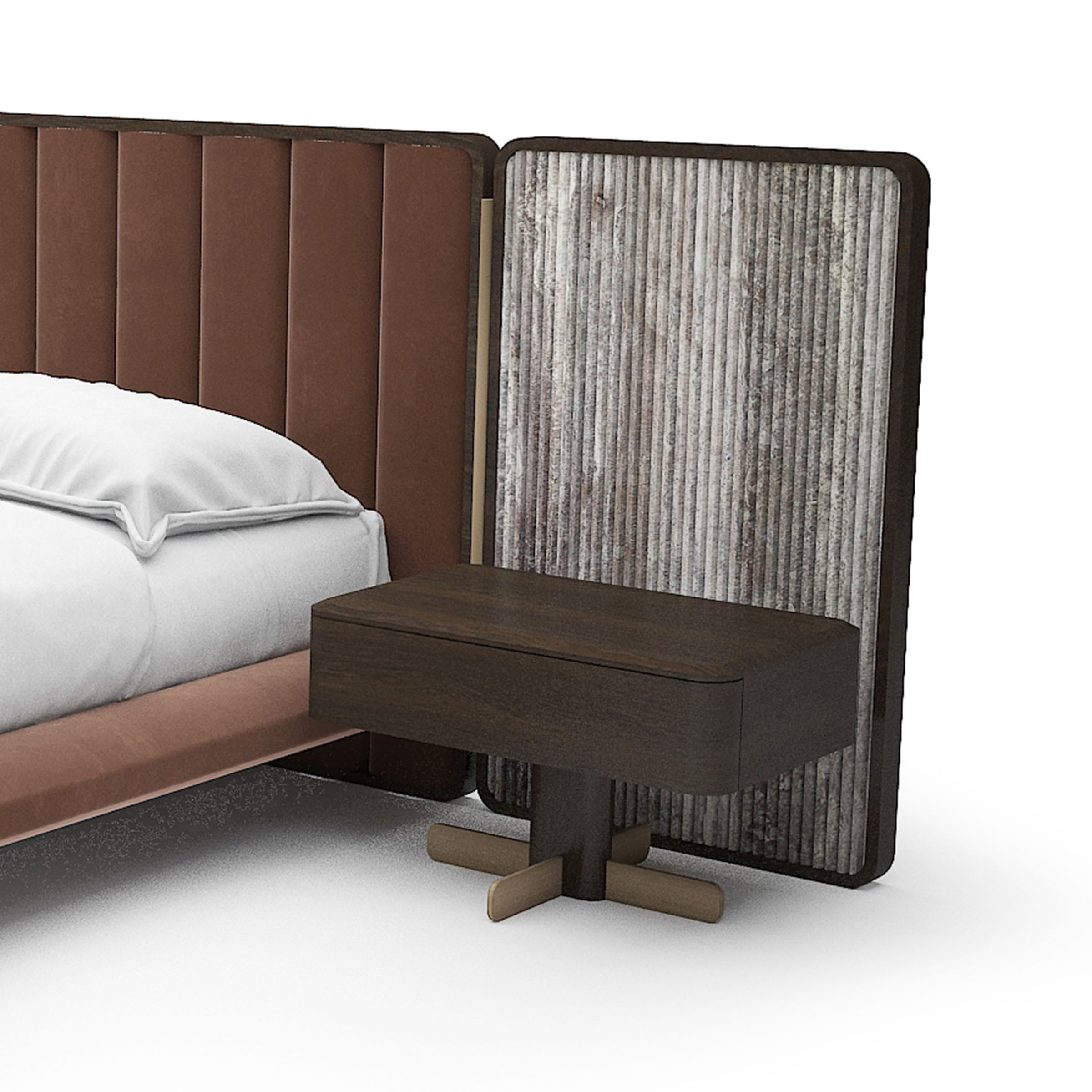 Pair of HOMAGE KOLTUK Odeon Nightstand bedside tables, modern wood finish, compact design with drawers for bedroom storage.