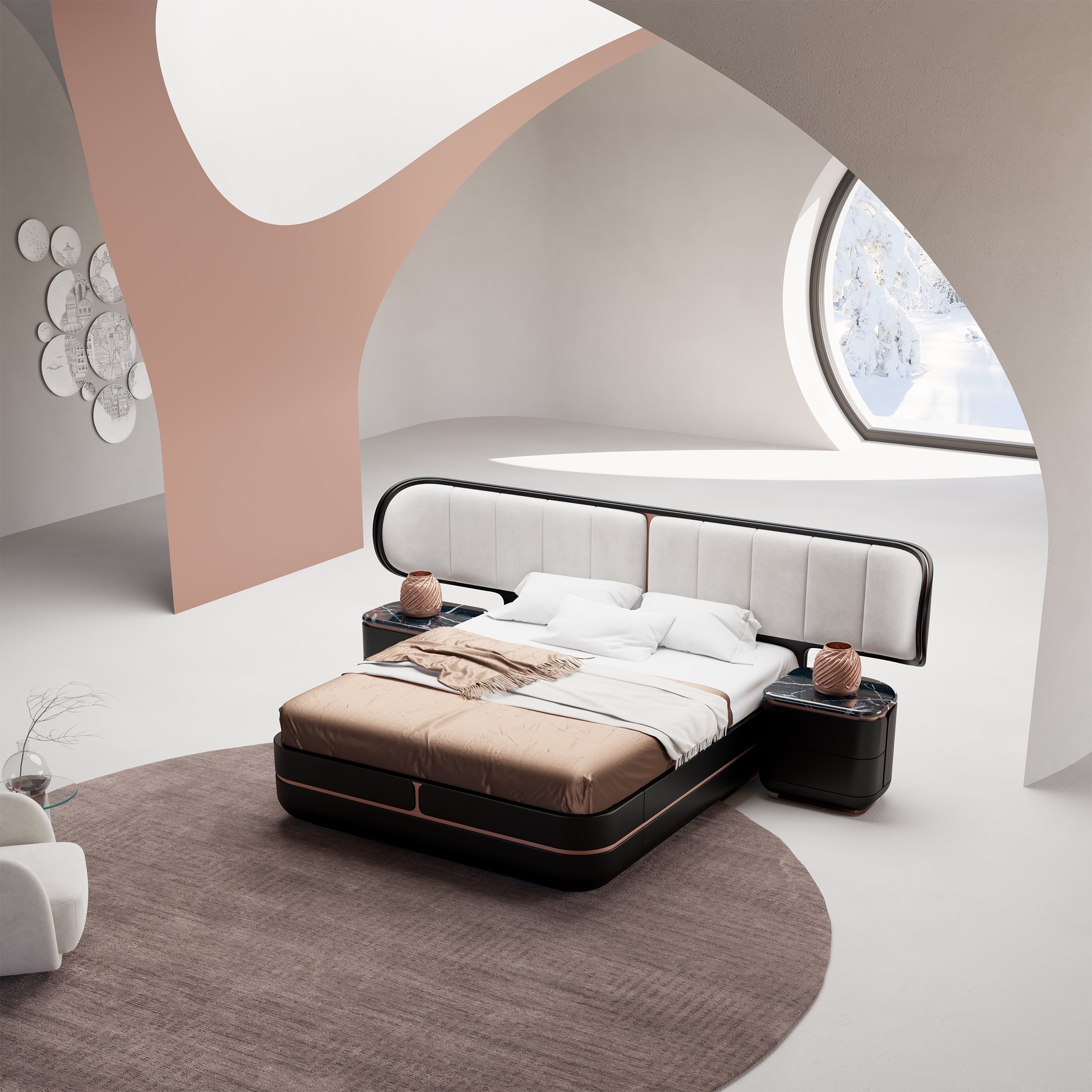 2X Tulip Black Bedside Tables KOMTLP001 -  Bedside Tables - ebarza Furniture UAE | Shop Modern Furniture in Abu Dhabi & Dubai - مفروشات ايبازرا في الامارات | تسوق اثاث عصري وديكورات مميزة في دبي وابوظبي