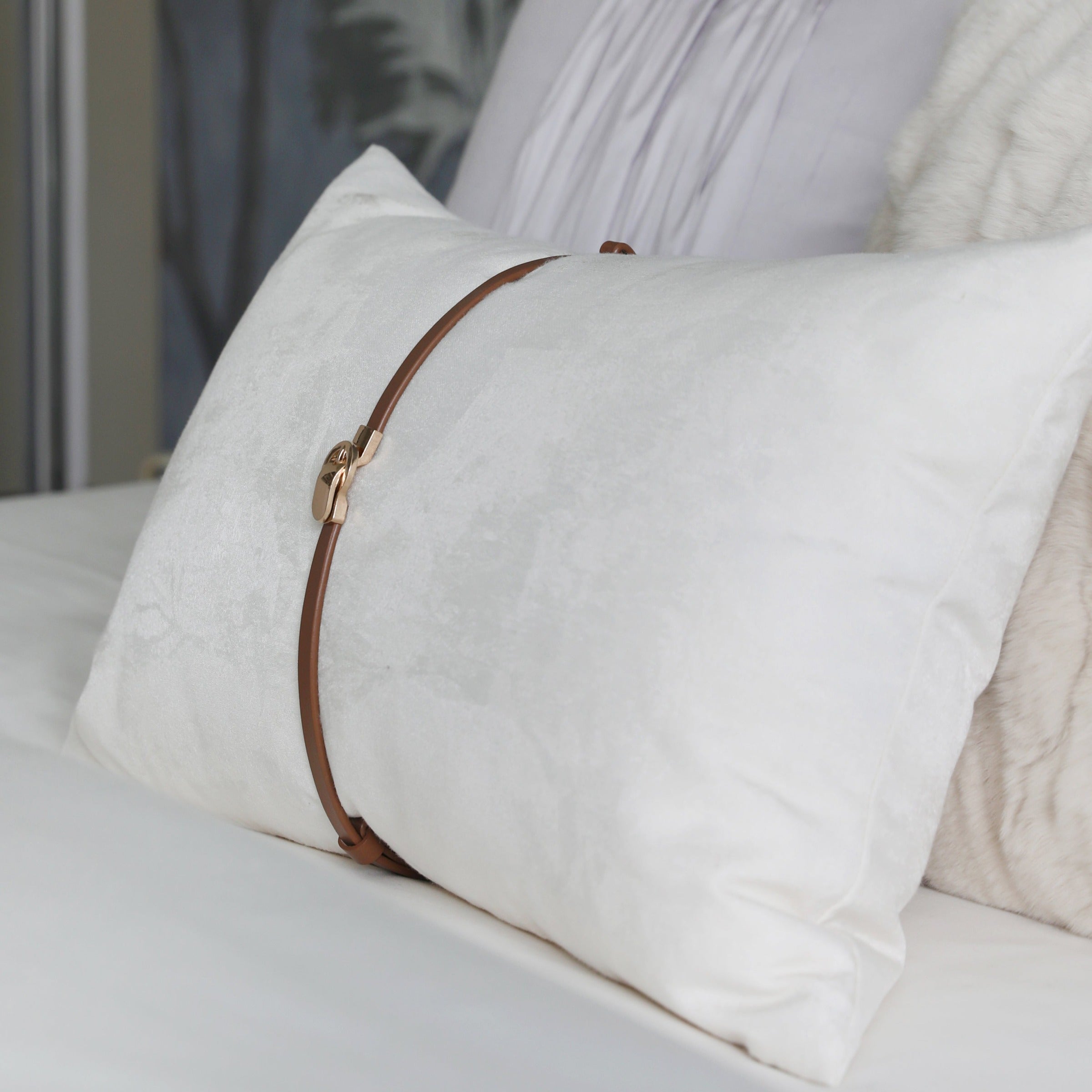 BEACON 30x60 Cecil Belt Cushion, decorative cushion with belt design, soft fabric, and stylish pattern for home decor.
