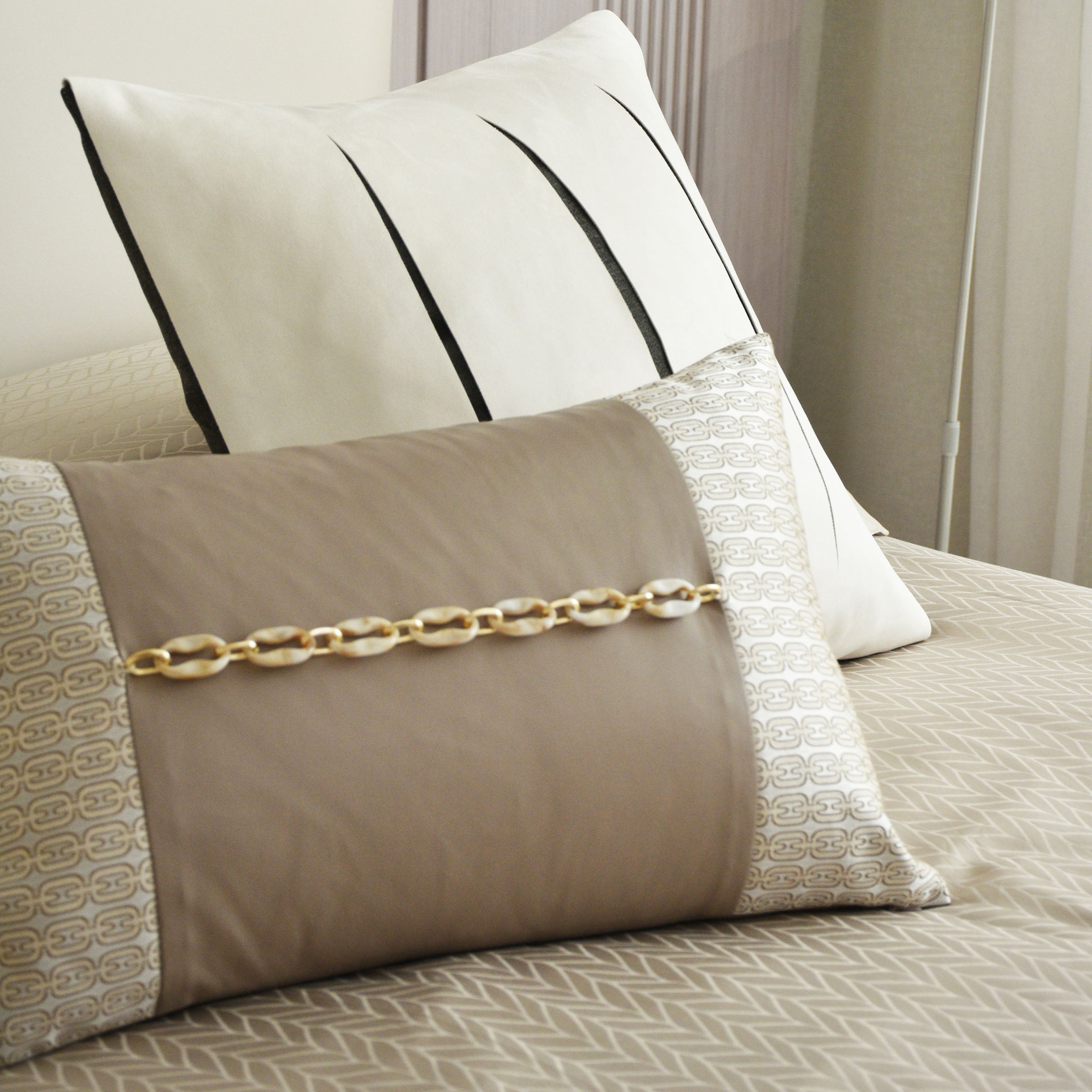 Beacon Moray Spliced Cushion in 30x60 inches with modern design, featuring stylish fabric and plush filling.
