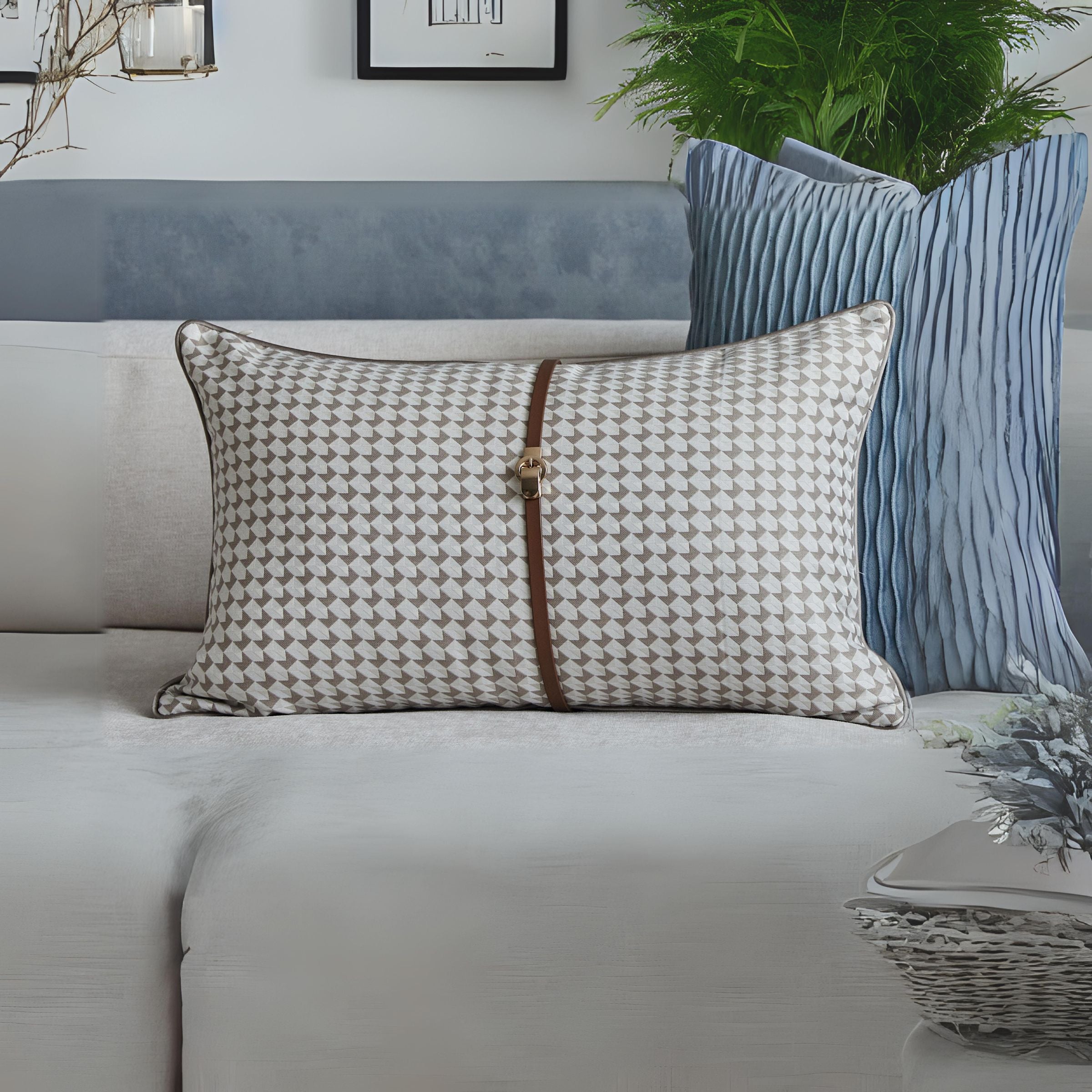 BEACON 30x60-inch Peleg Jacquard Cushion with textured fabric and intricate weave design, perfect for modern home decor.