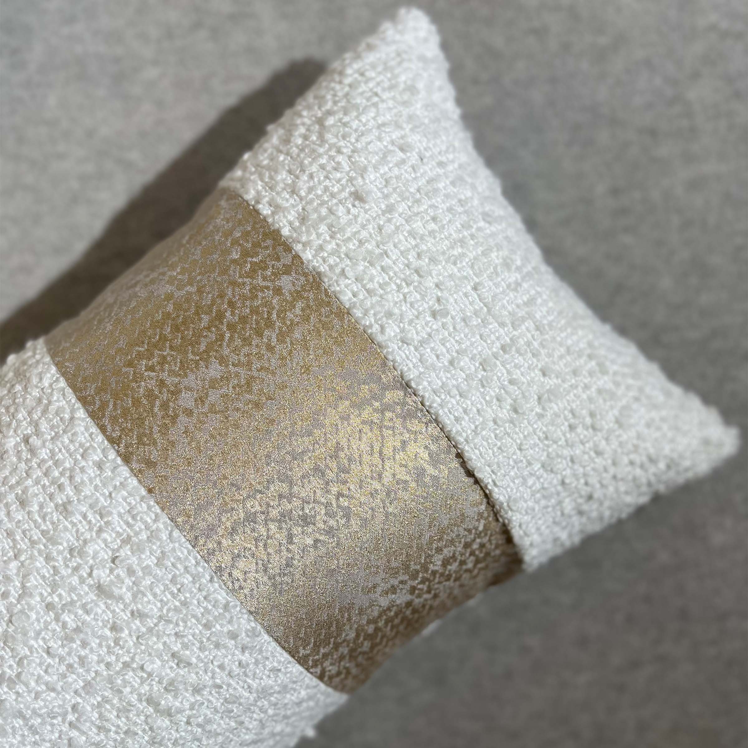 Beige 30x60 SKJH Branch Spliced Cushion from BEACON, featuring a modern branch pattern and soft fabric for home decor.