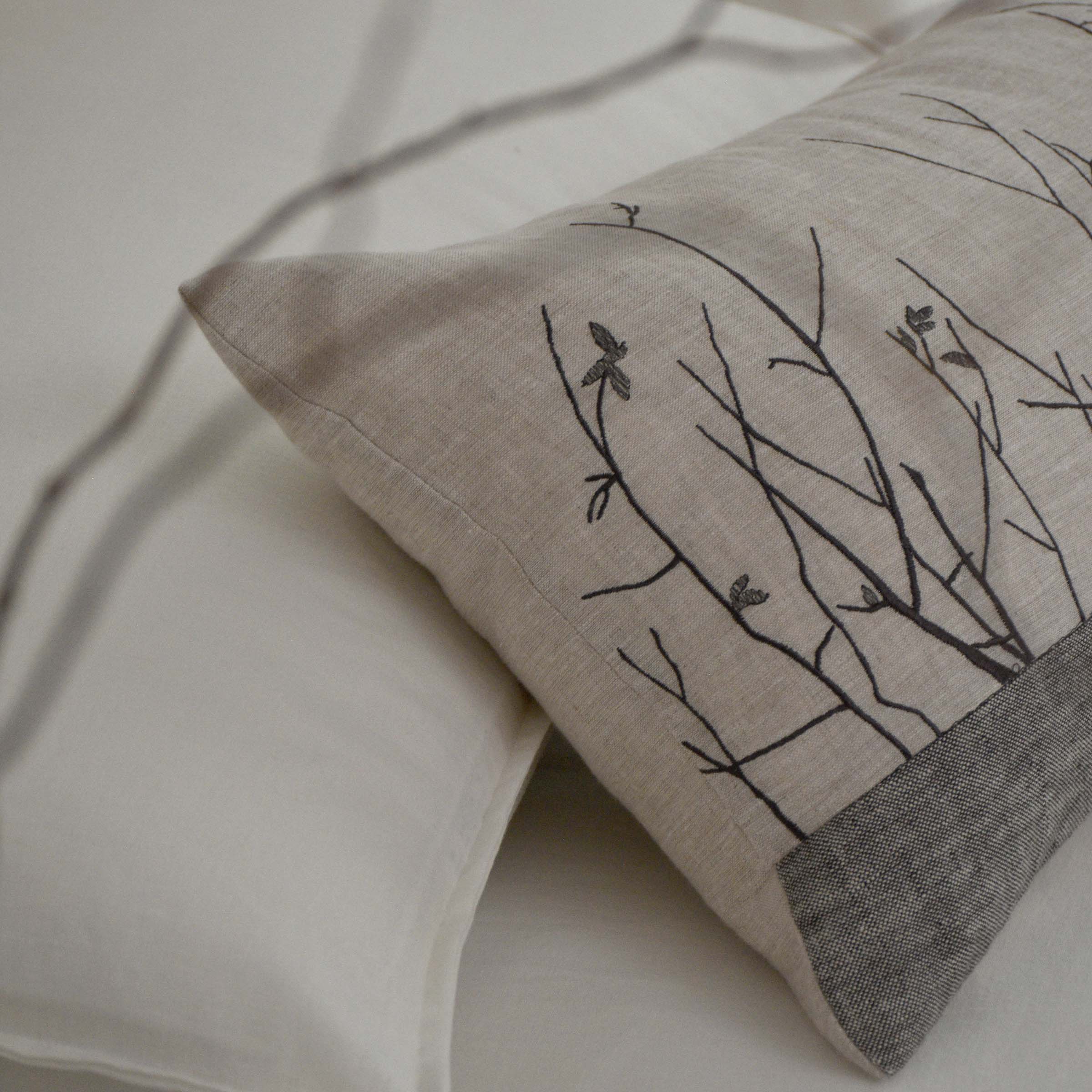 Yaji embroidery cushion by BEACON featuring intricate design, 30x60 inches, decorative cushion for living room or bedroom decor.