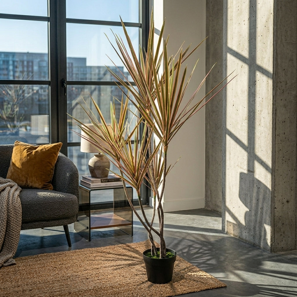 Artificial Dracaena Reflexa plant, 120cm tall with 5 heads and 145 leaves in a pot, by BEACON(XYDG).