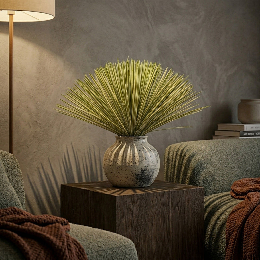 Artificial Yucca Rostrata plant head with 720 realistic leaves, from BEACON(XYDG), ideal for indoor or outdoor decor.