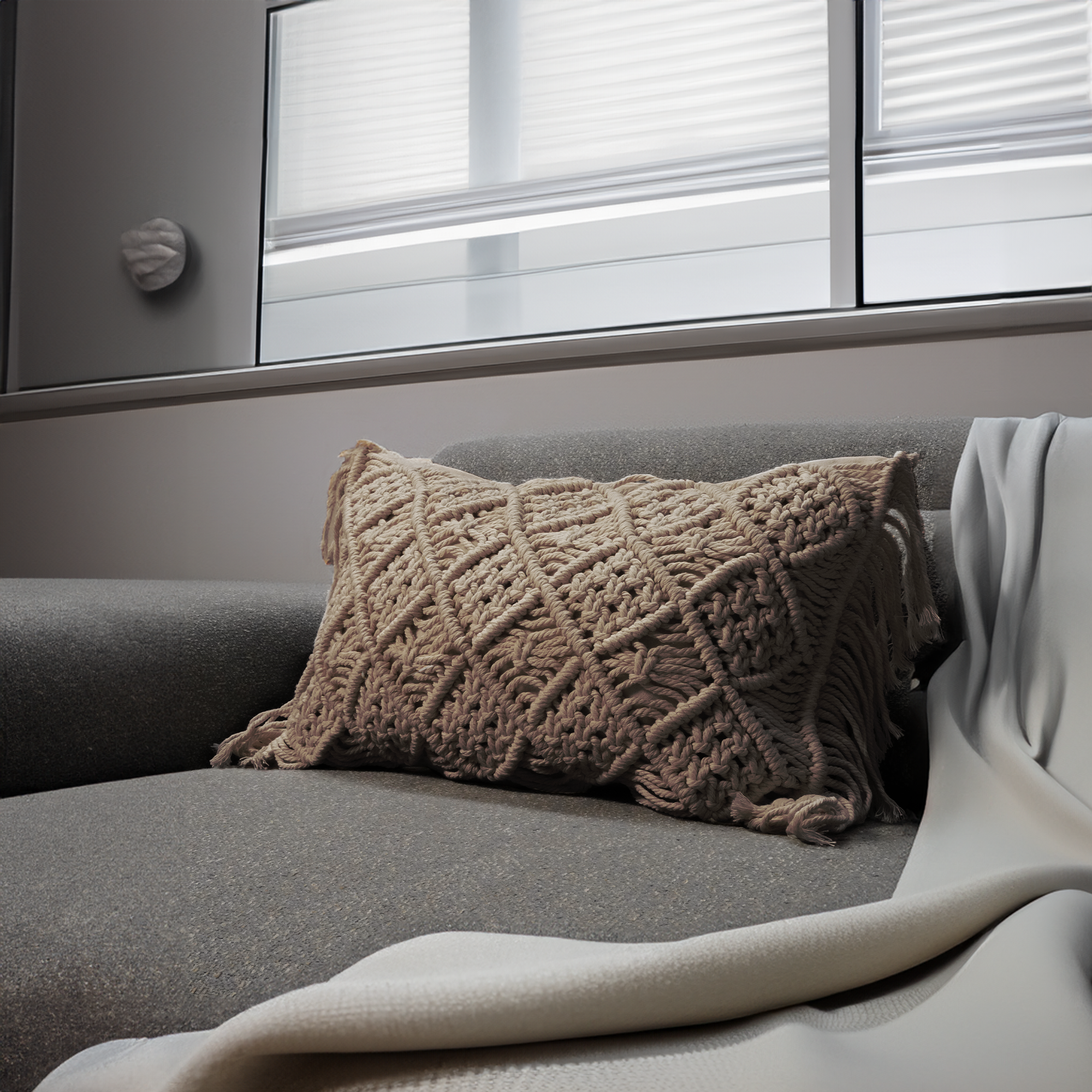 30x50 cm Rope Waist Pillow by BEACON, a stylish cushion with textured rope design for comfortable support.