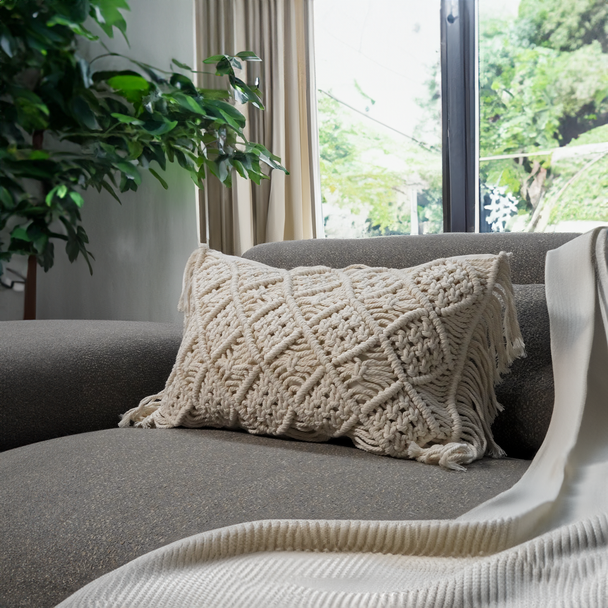 30x50 cm Rope Waist Pillow from BEACON cushions, featuring textured rope design and comfortable filling.