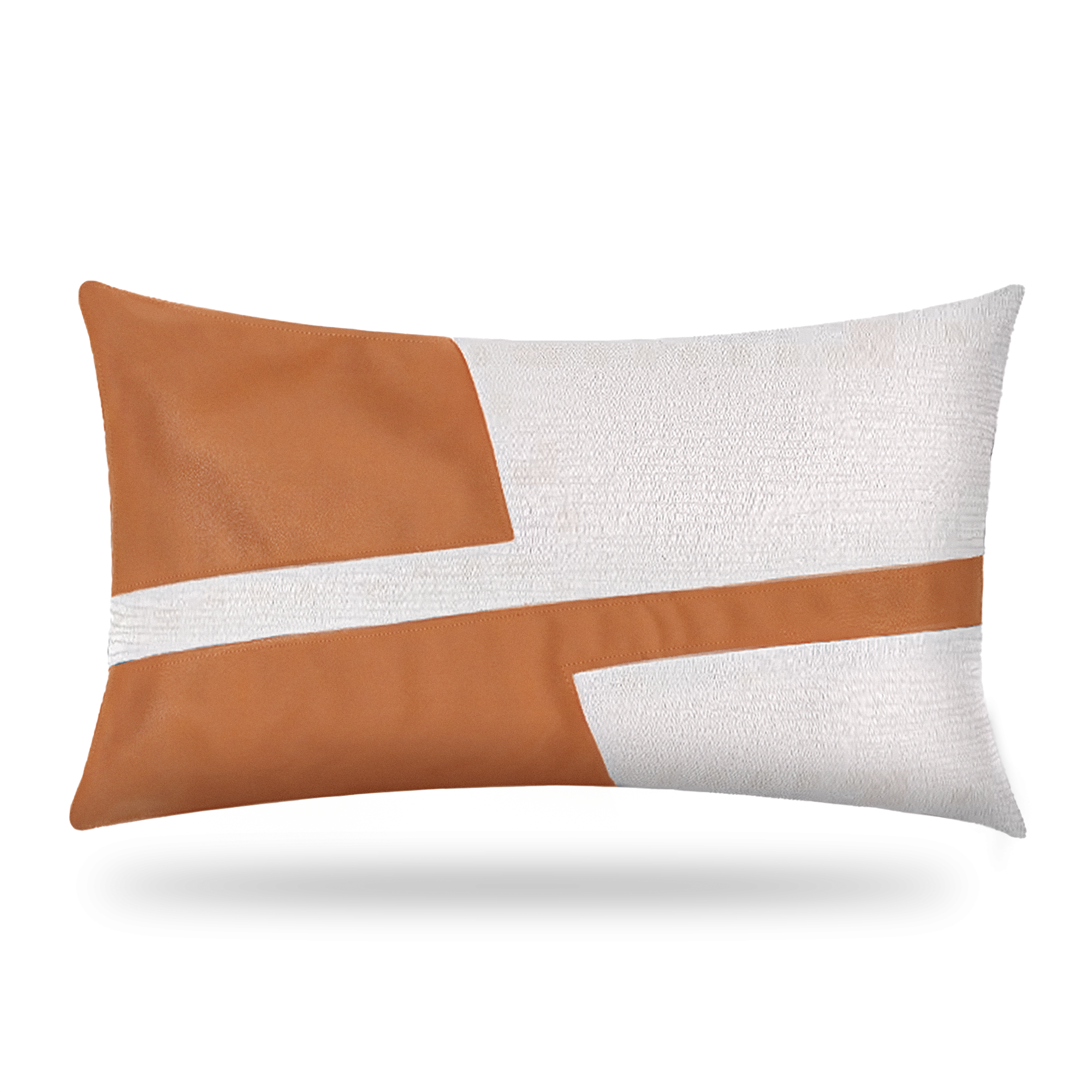 Orange and white leather waist cushion by BEACON, 30x50cm, featuring a soft, contoured design for comfortable support.