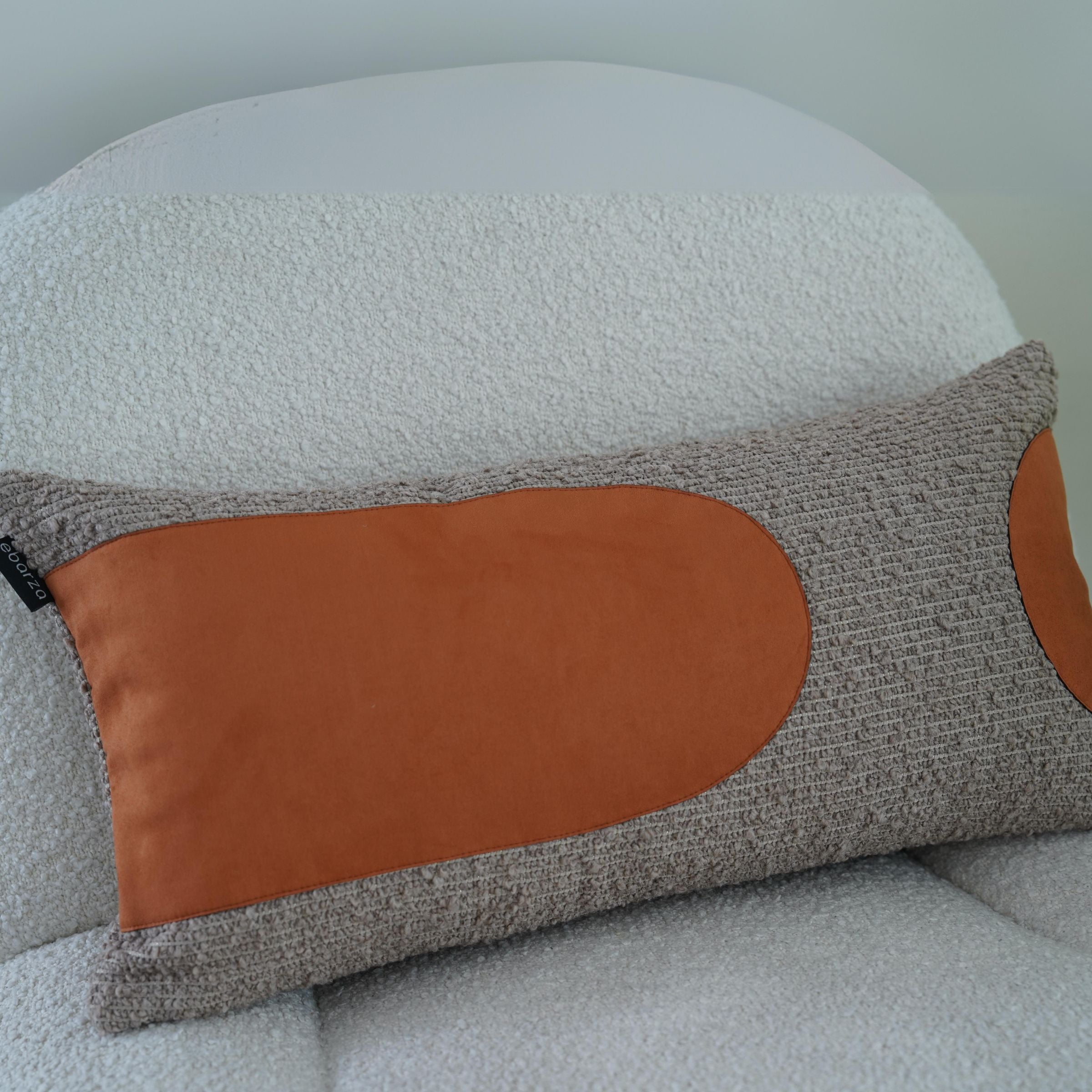 Ebarza Buck patchwork cushion in 30x60cm with colorful fabric squares, stylish decorative cushion from Beacon brand.