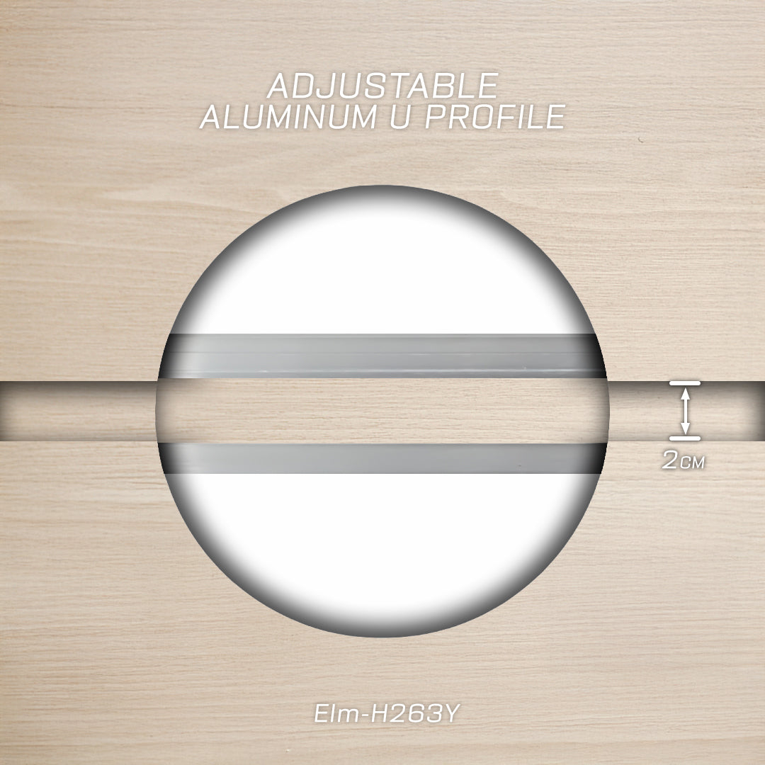 Aluminum U-profile wall panel in Baikal Walnut color, adjustable decorative profile for interior wall design by BEACON.