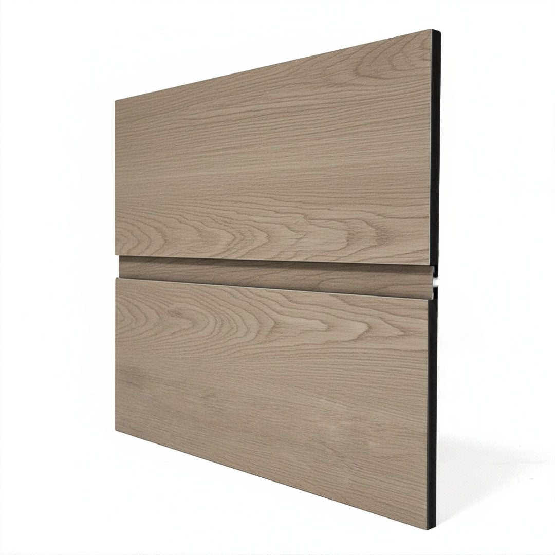 Aluminum adjustable U-profile wall panel in North American Oak H199Y color by Beacon for interior design and wall finishing.