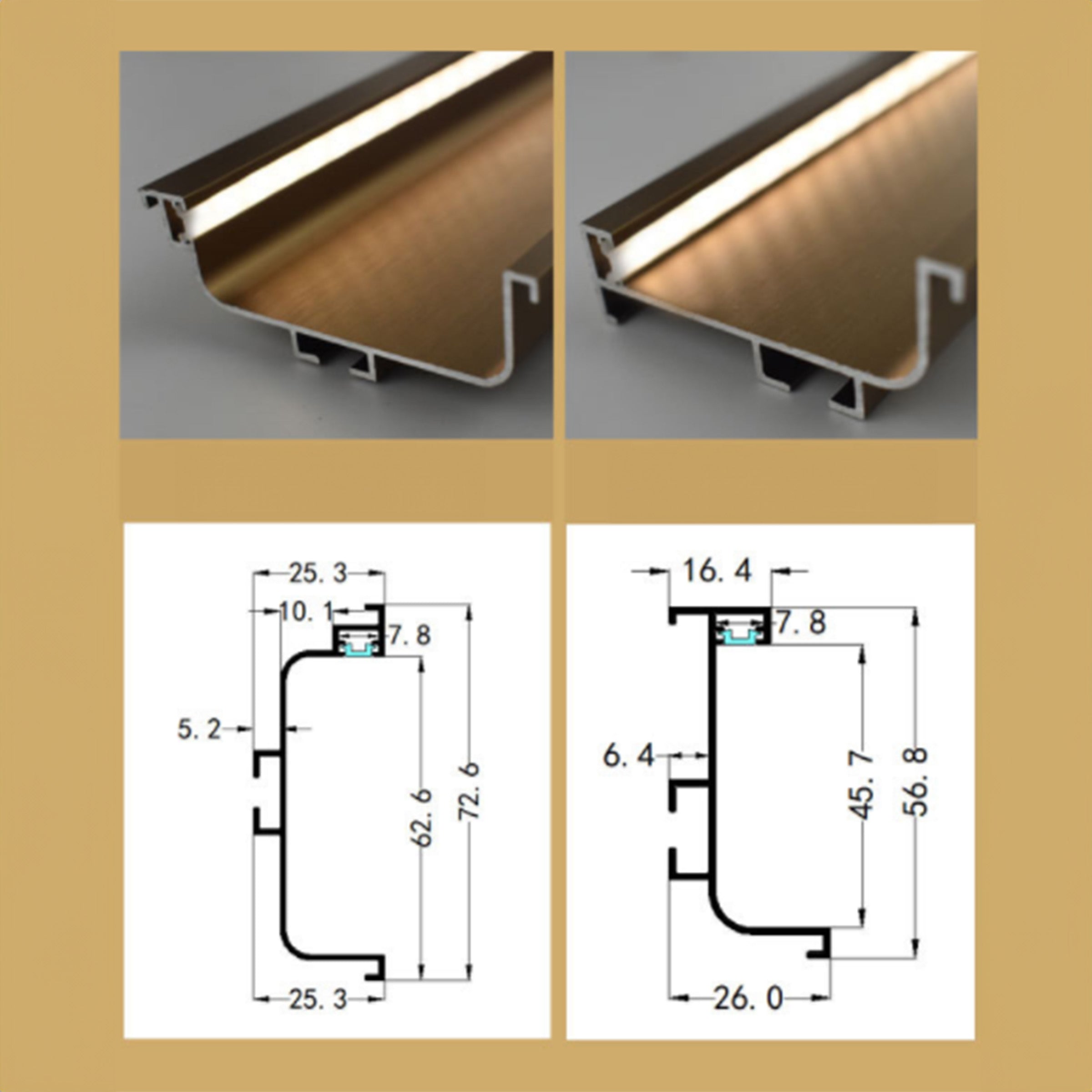 Black 330cm L-shape aluminum handle profile for wall panels, 6cm width, without LED light, by BEACON.