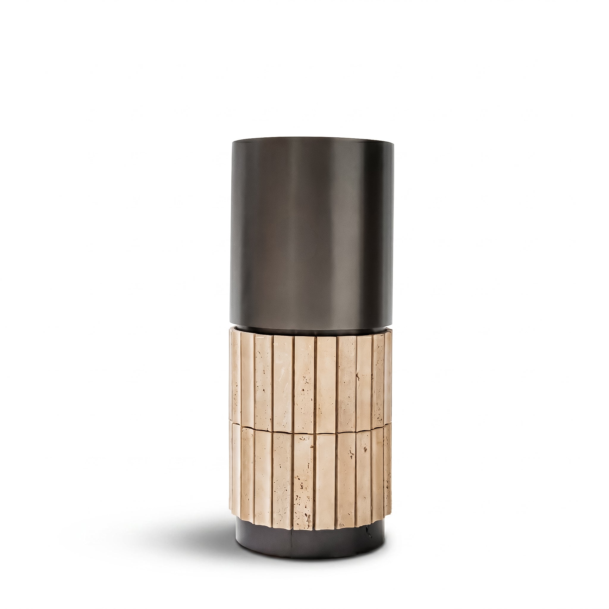 Urban Terra Cylinder Planter Box by ebarza, modern outdoor planter with cylindrical shape and textured surface.