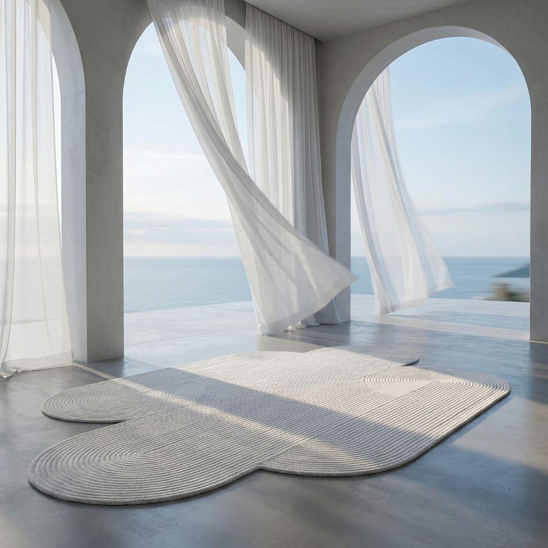 Beige wool rug measuring 350x100 cm by Javi, featuring soft texture and simple design for living room or bedroom decor.