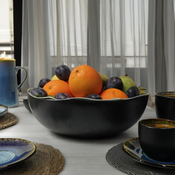 38-piece Blue Wave dining set by BEACON, includes dinner plates, bowls, and mugs with a blue wave design.