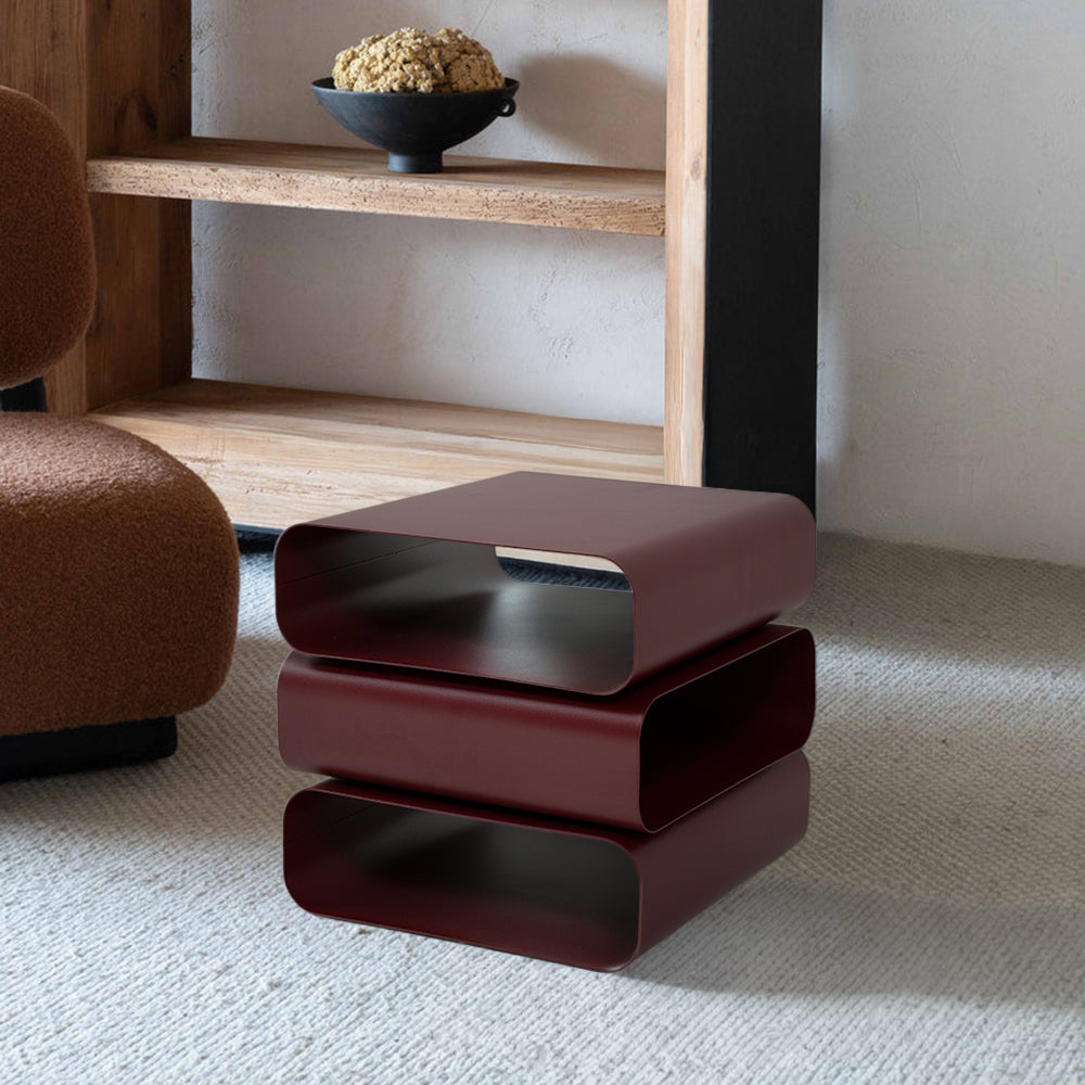 3 Layer Claret Side Table/Bedside Table BB-015 -  Side Tables - ebarza Furniture UAE | Shop Modern Furniture in Abu Dhabi & Dubai - مفروشات ايبازرا في الامارات | تسوق اثاث عصري وديكورات مميزة في دبي وابوظبي