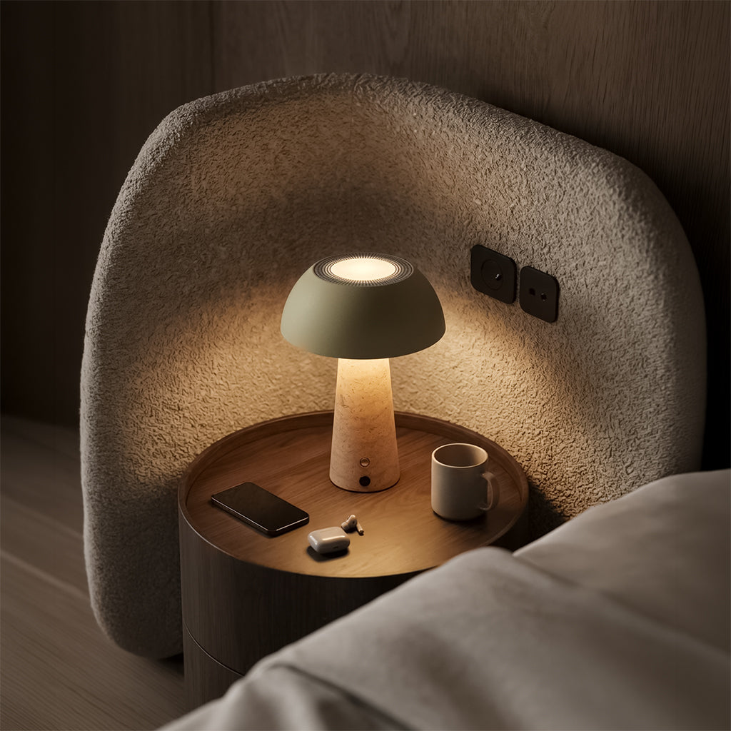 BEACON Solis Table Lamp, modern desk lamp with sleek design, featuring a cylindrical shade and adjustable arm for focused lighting.