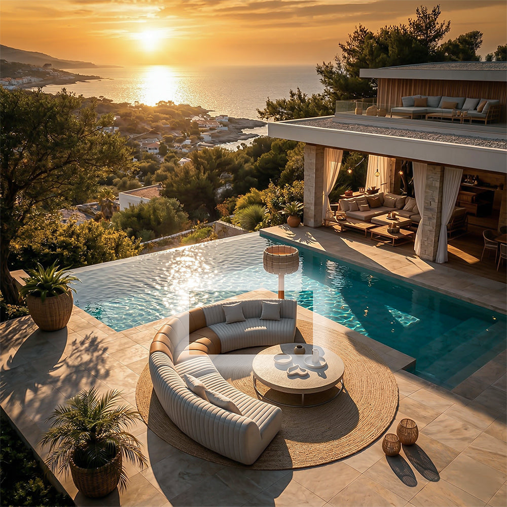 BEACON Duna 3-Seater outdoor sofa with cushioned seats and armrests, ideal for garden or patio outdoor spaces.