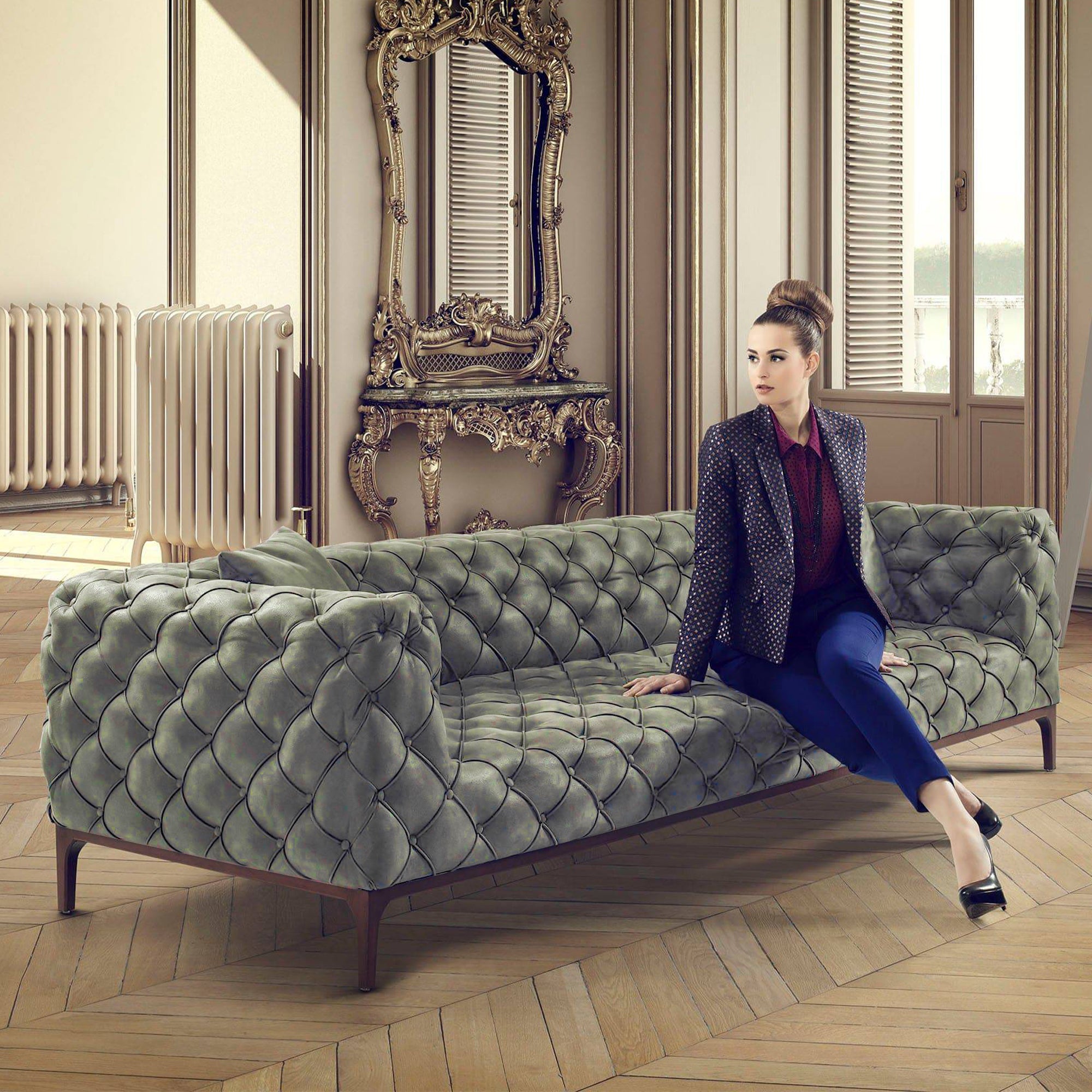 Fashion Sofa And 2 Cushions Fas002Gn -  Sofas | أريكة فاشون و 2 وسائد - ebarza Furniture UAE | Shop Modern Furniture in Abu Dhabi & Dubai - مفروشات ايبازرا في الامارات | تسوق اثاث عصري وديكورات مميزة في دبي وابوظبي